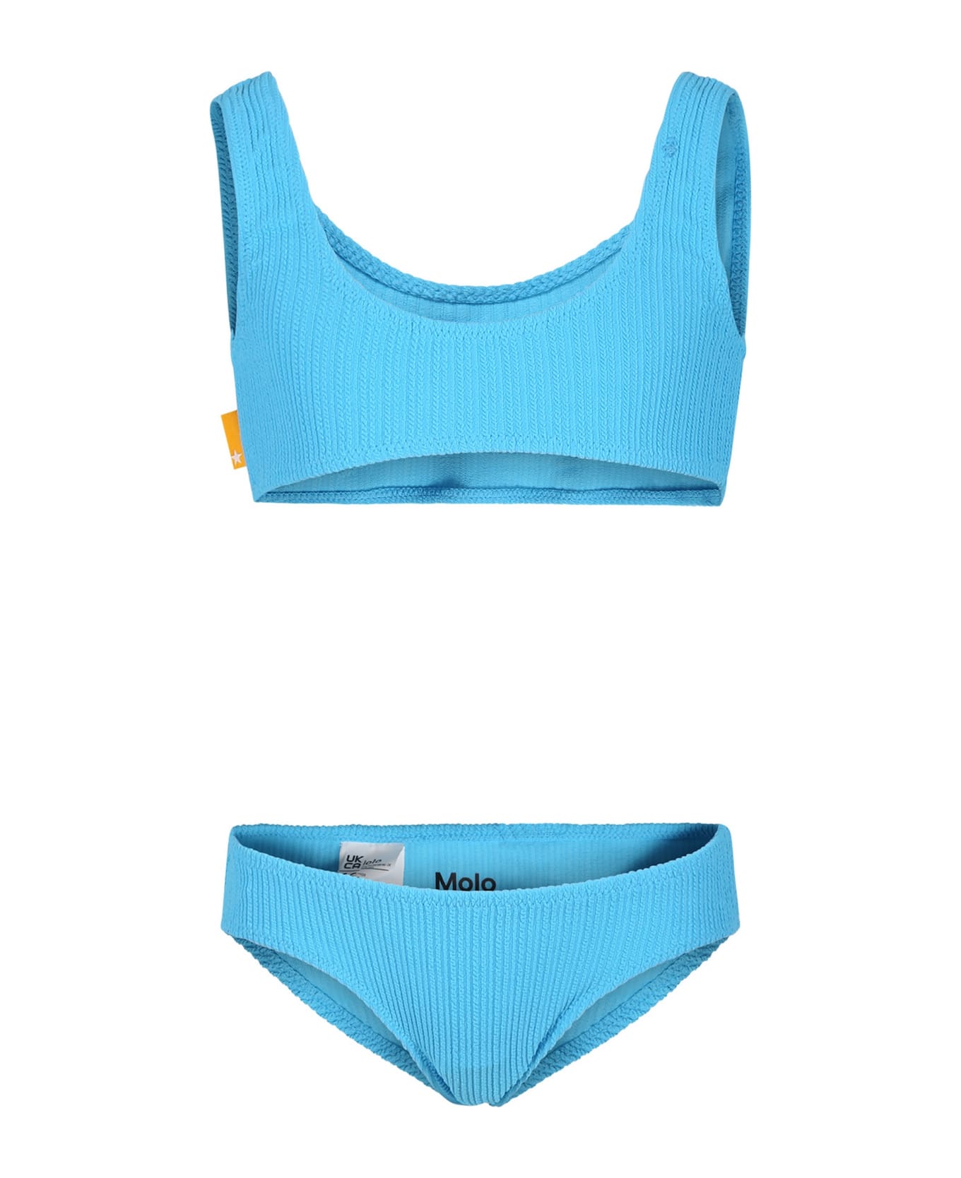 Molo Light Blue Bikini For Girl With Logo - Light Blue 水着