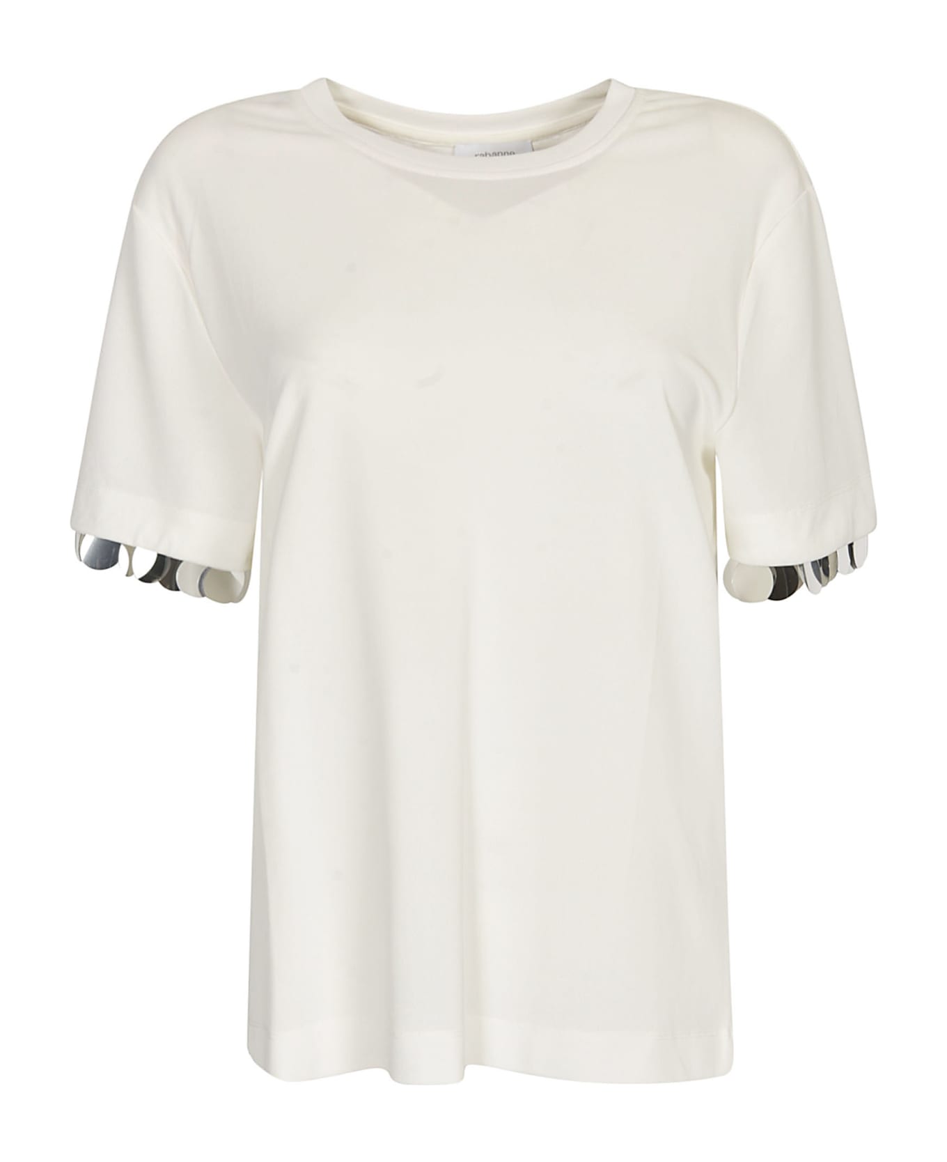 Paco Rabanne Round Neck Embellished Regular T-shirt - White
