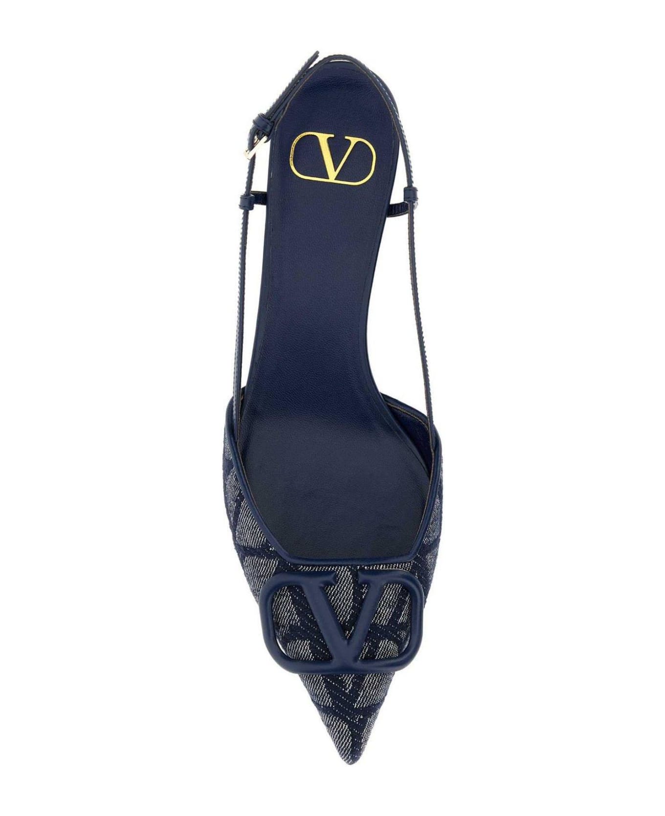 Valentino Garavani Vlogo Plaque Slingback Pumps - Blue