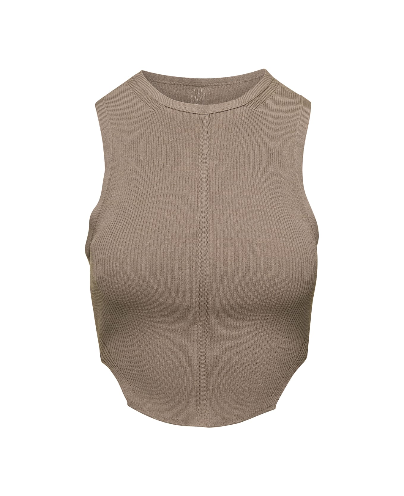 Philosophy di Lorenzo Serafini Beige Knit Top With Charm And Open Back In Viscose Woman - Green