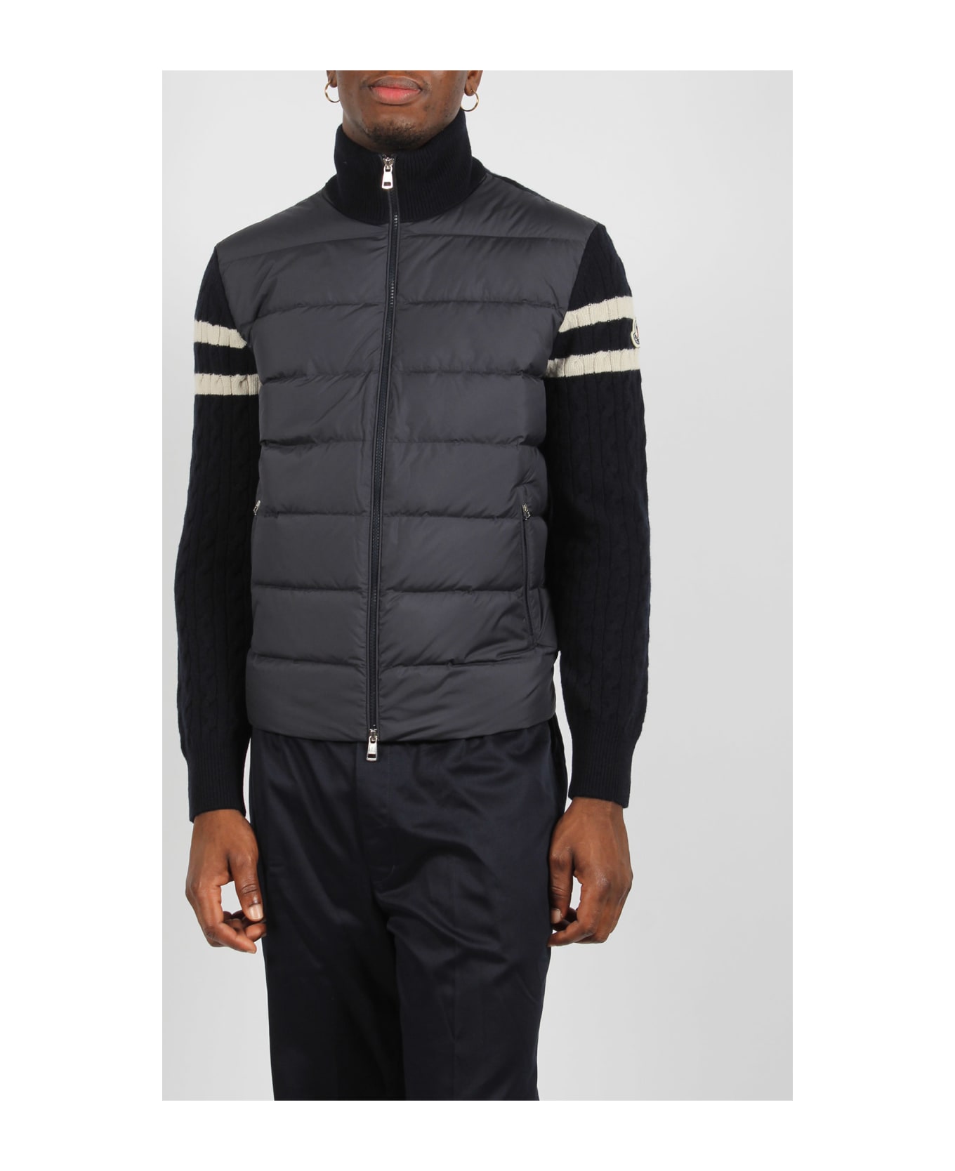 Moncler Padded Wool Zip-up Cardigan - Blue ニットウェア