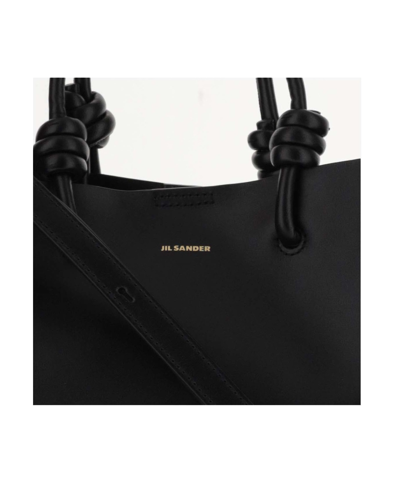 Jil Sander Leather Tote Bag With Logo - Black トートバッグ