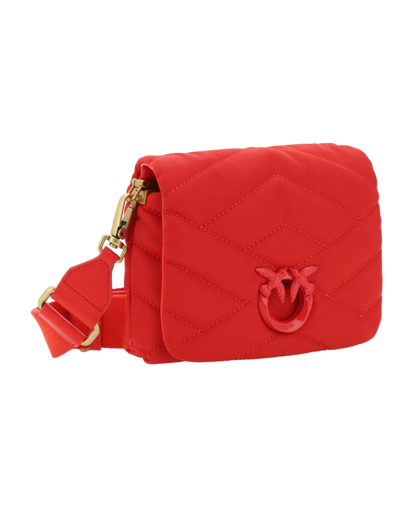 Pinko Love Click Puff Shoulder Bag - Rosso-block Color バッグ