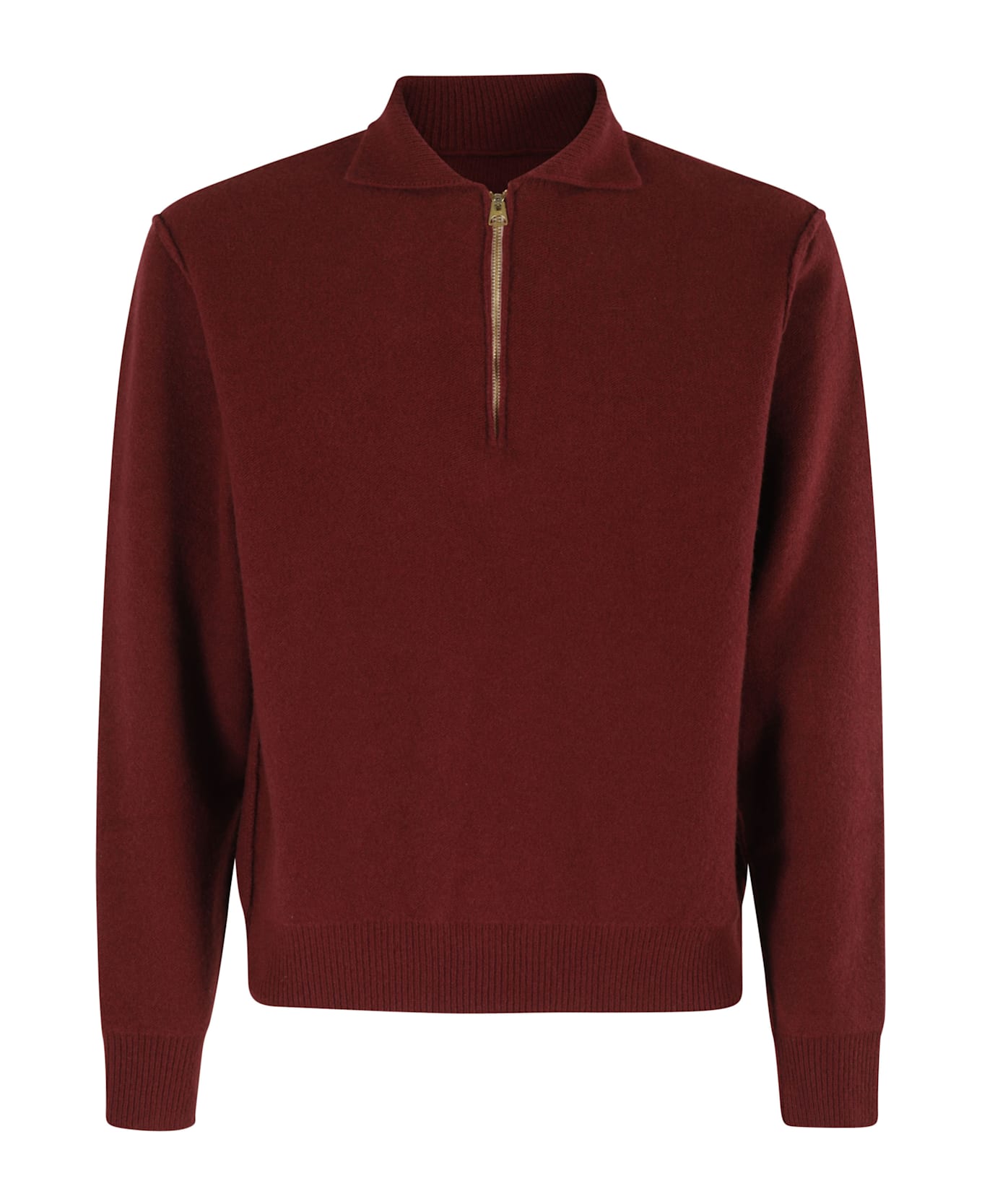 Fortela Woven Wool Zippered Sweatshirt - Prune Prn