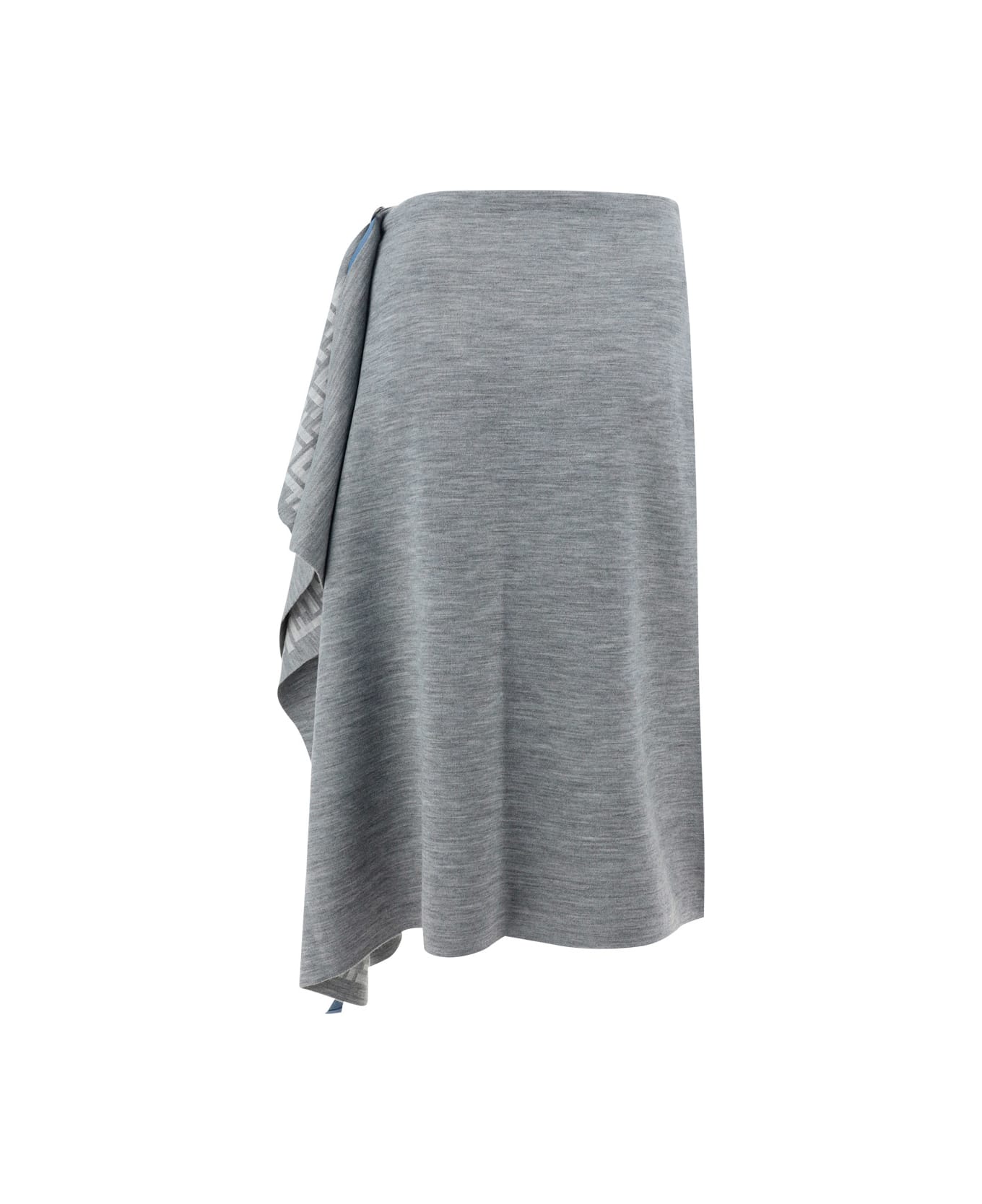 Fendi Asymmetrical Hem Midi Skirt - Grey Melange スカート
