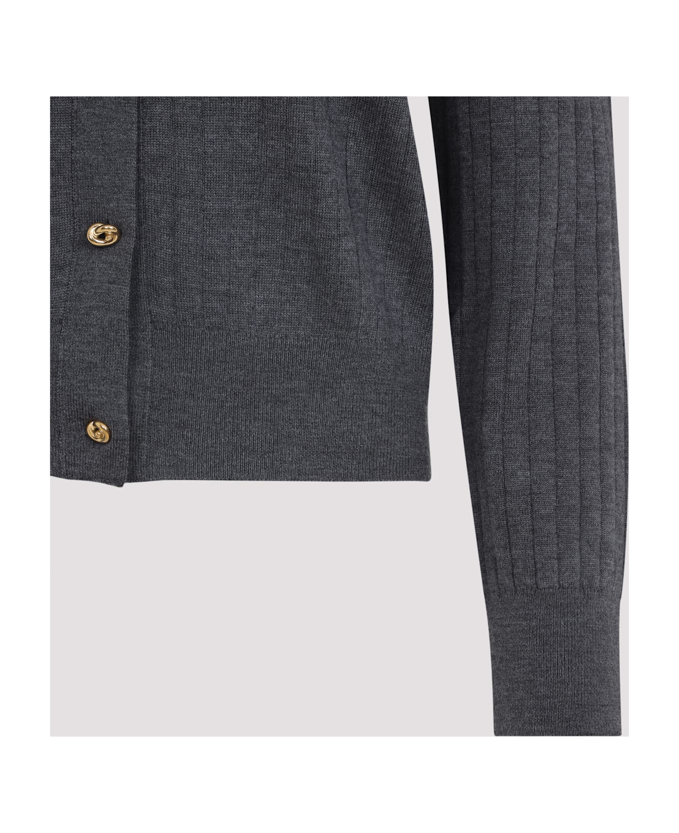 Bottega Veneta Wool Ribbed Cardigan - Antracite