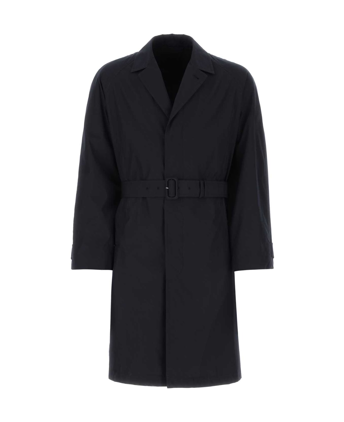 Prada Navy Blue Cotton Blend Overcoat - F0008
