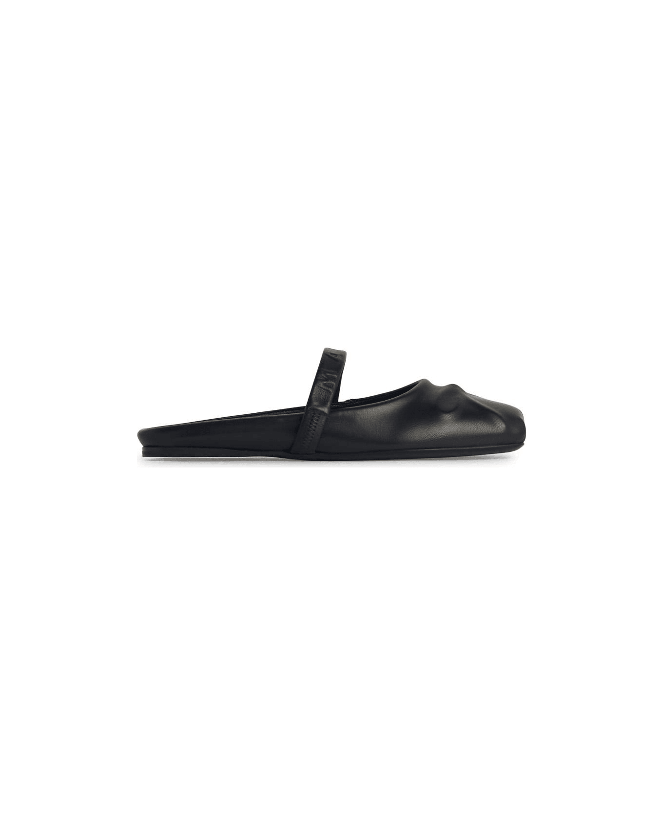 Marni Black Leather Slippers - Black