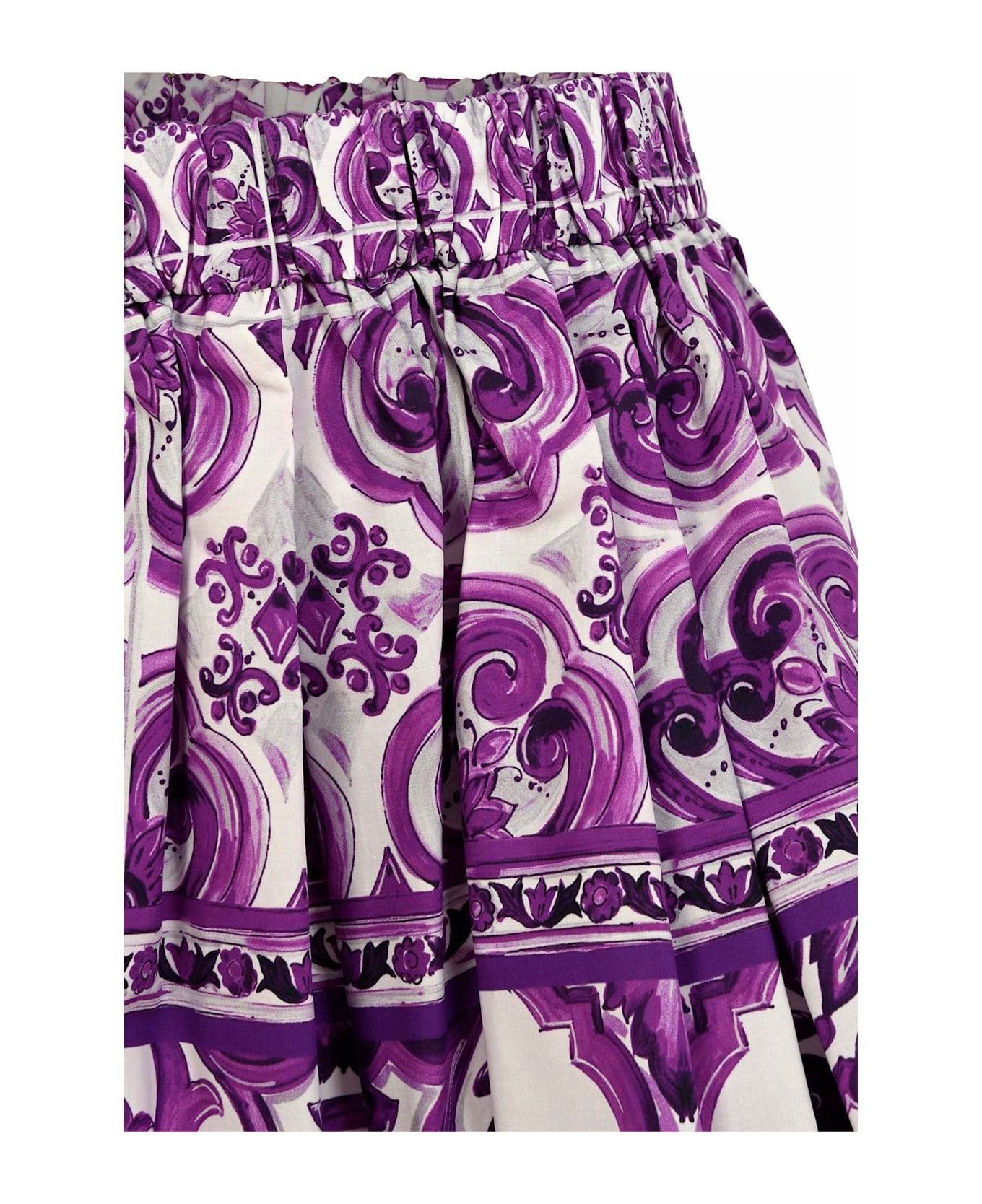 Dolce 
Gabbana Purple Skirt For Girl With Majolica Print - Violet