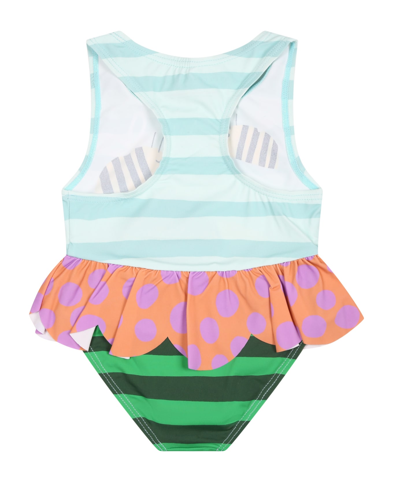 Stella McCartney Kids Light Blue Swimsuit For Baby Girl With Bees - Multicolor