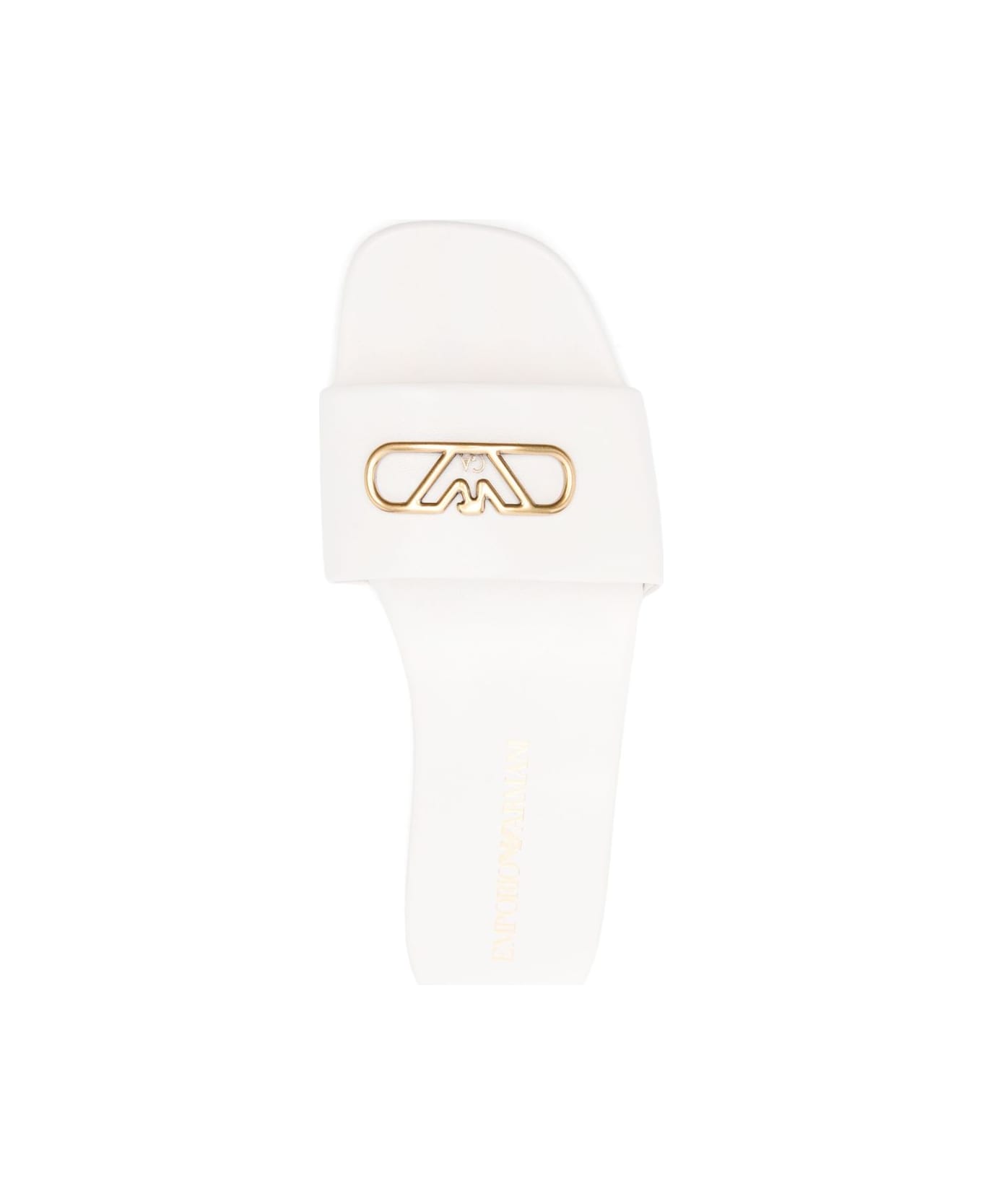 Emporio Armani Leather Flat Sandals - White