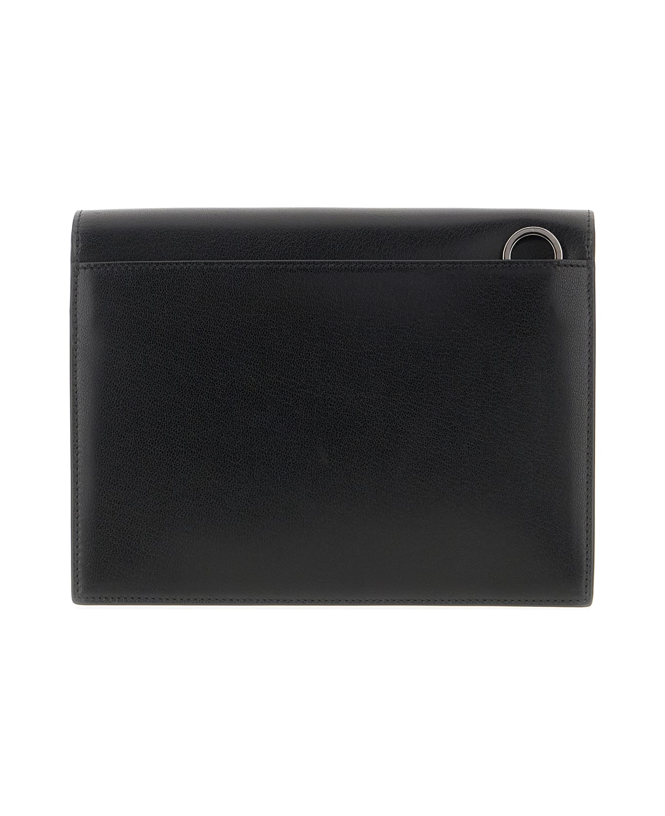 Valentino Garavani Black Leather Clutch - NERO MARRONE