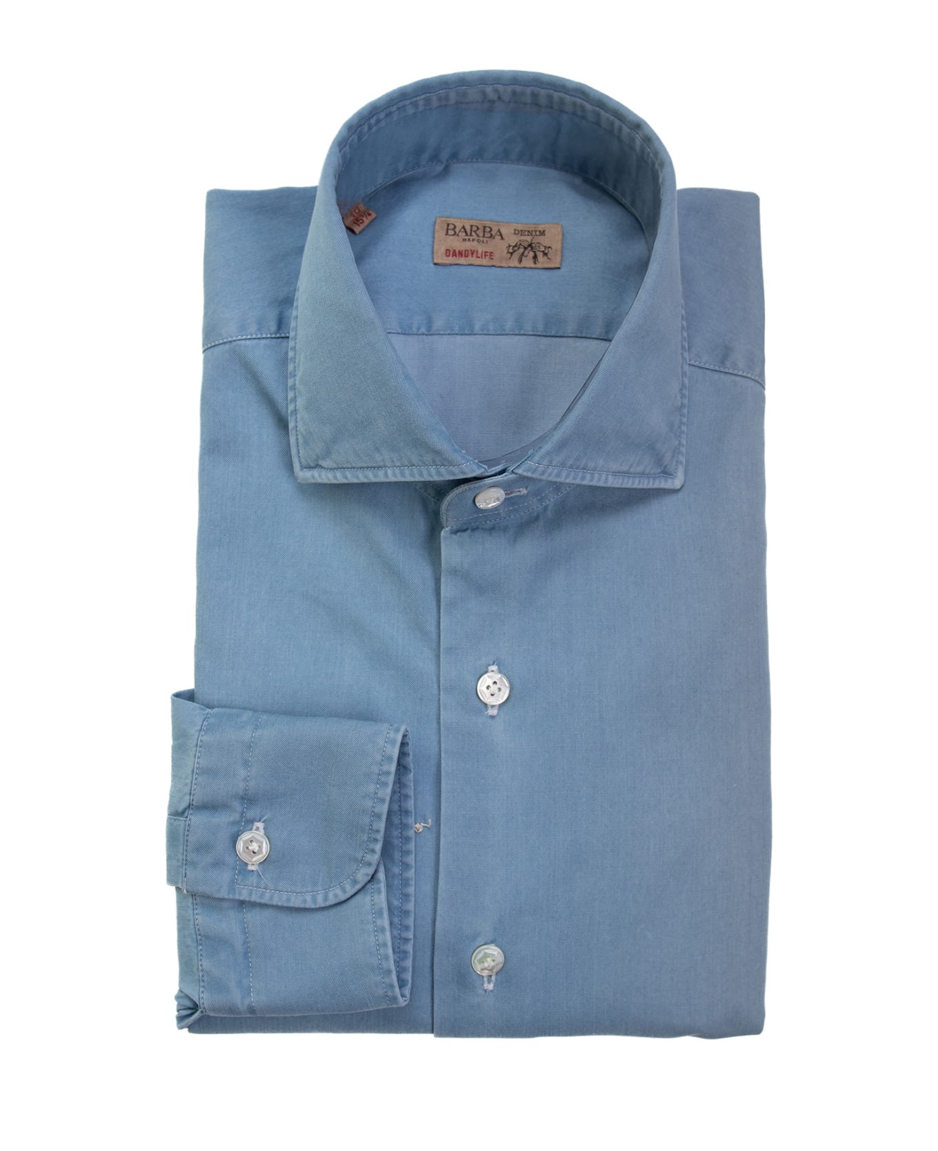 Barba Napoli Denim Blue Long-sleeved Shirt - AZZURRO