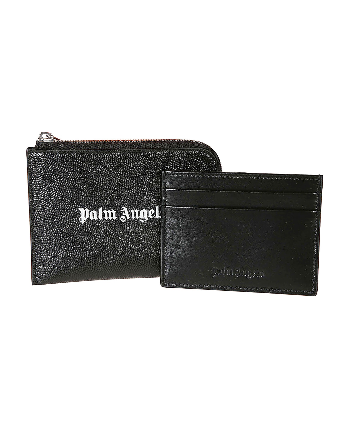 Palm Angels Logo Zipped Card Holder - Black/White 財布