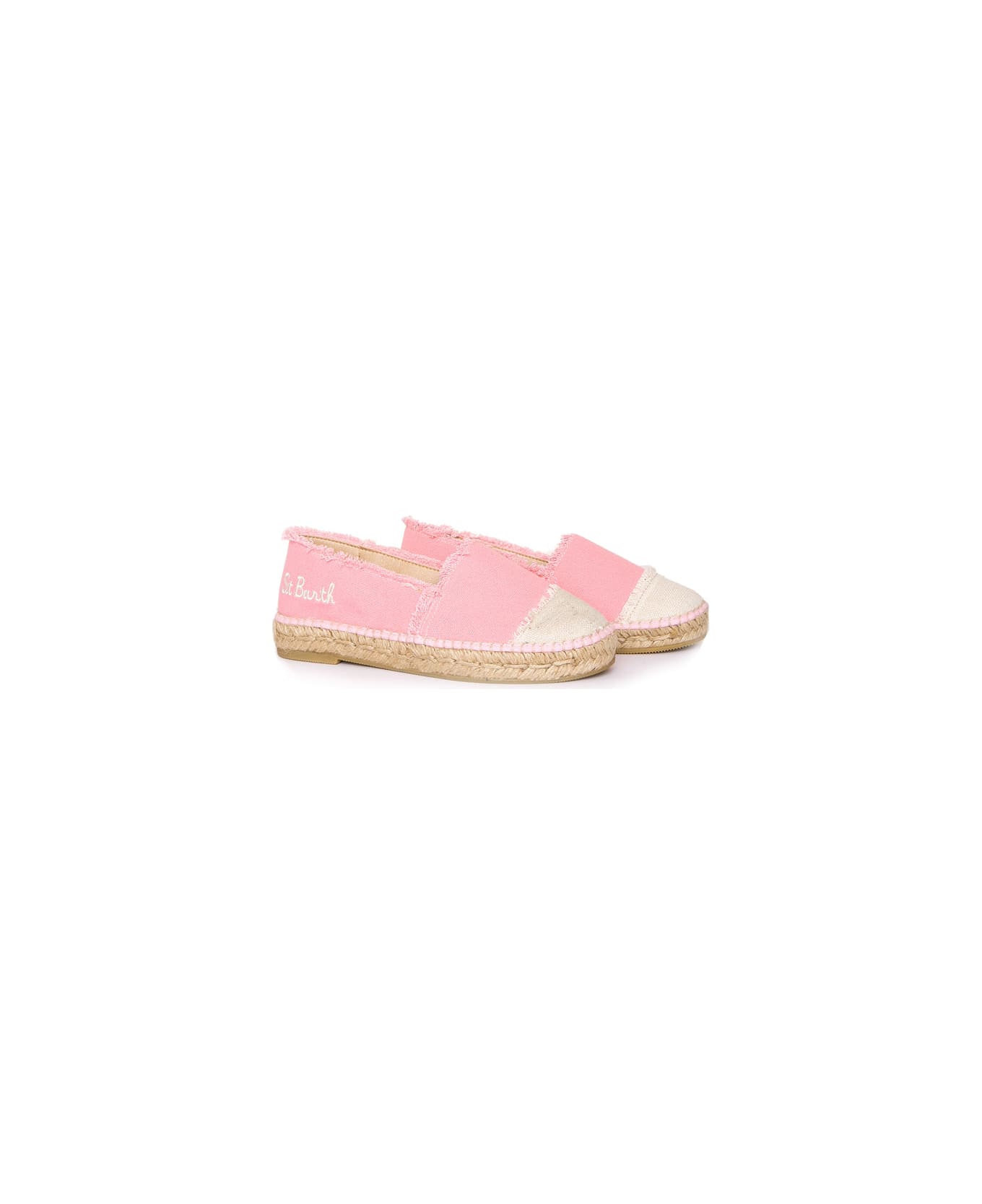 MC2 Saint Barth Pink Canvas Espadrillas With Embroidery - PINK