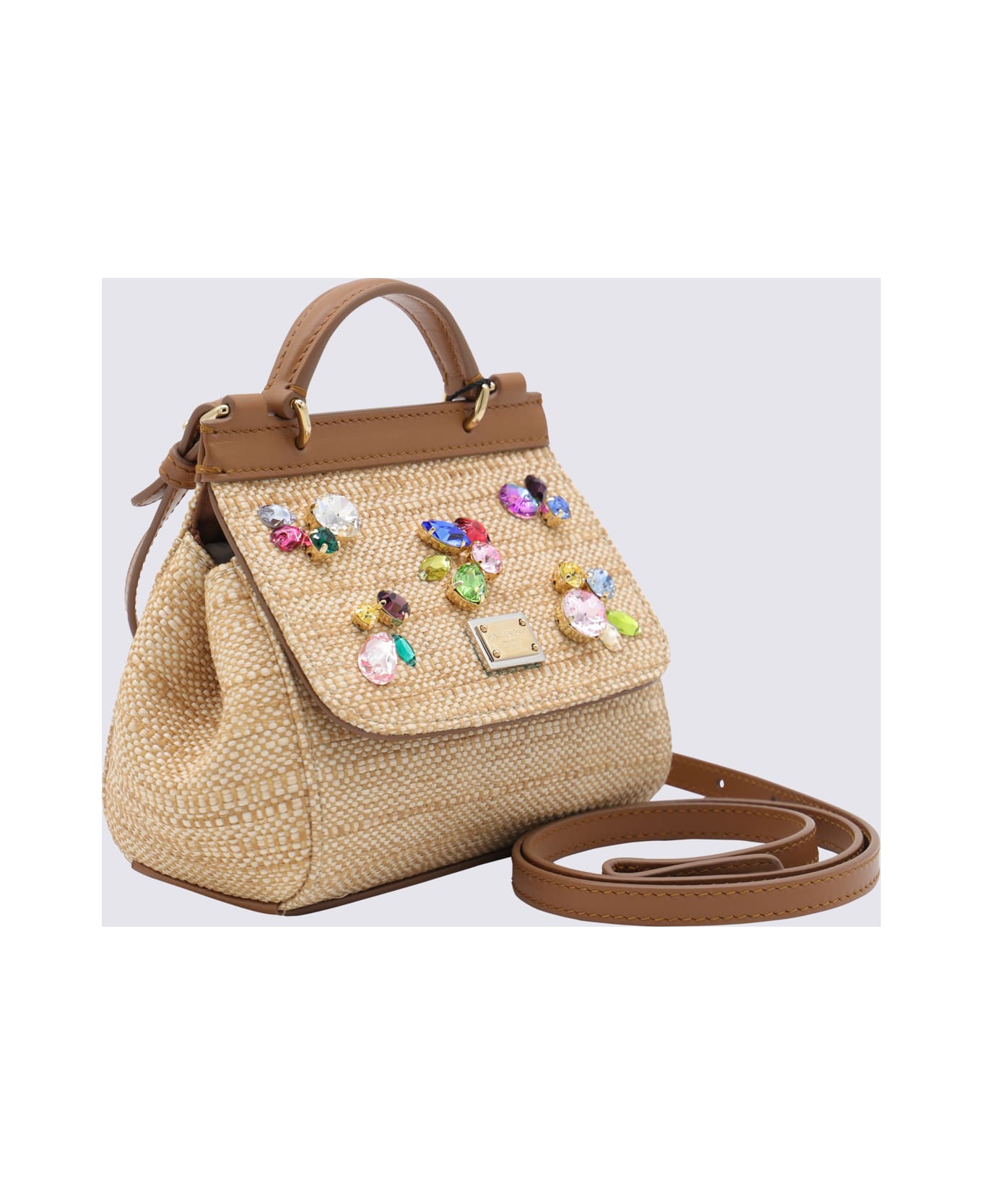 Dolce 
Gabbana Natural Rafia Sicily Top Handle Bag - CAPPUCCINO