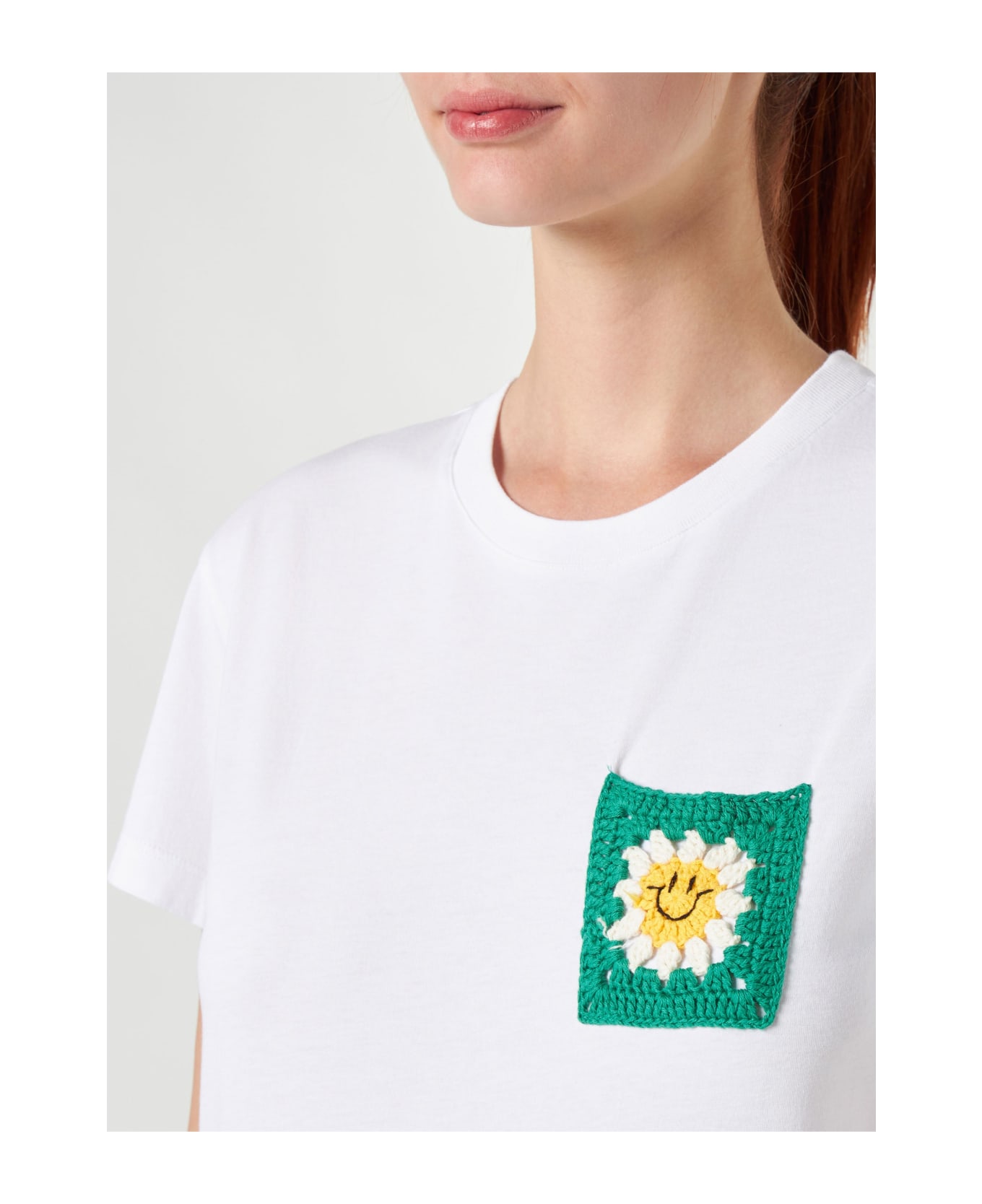 MC2 Saint Barth Woman Cotton T-shirt With Pocket - WHITE