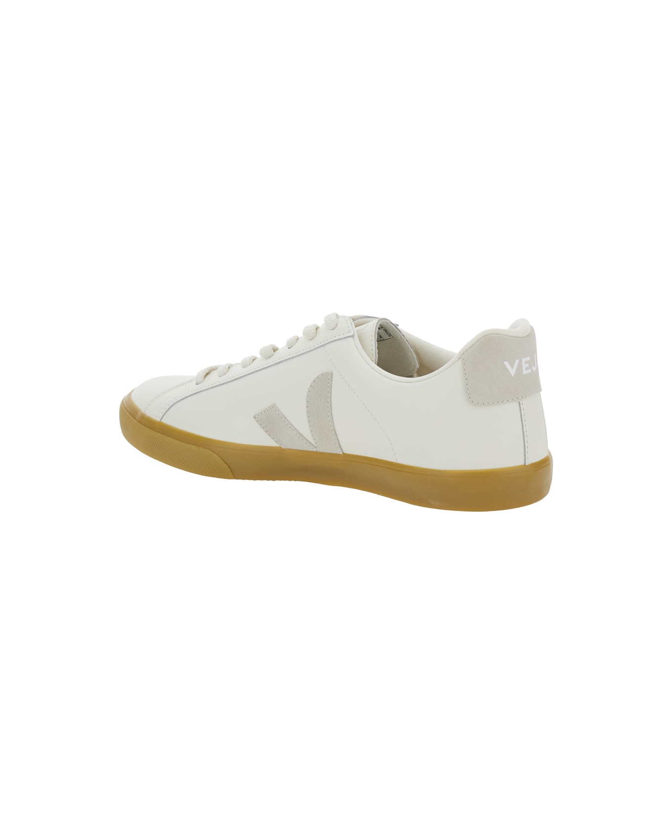 Veja 
esplar
 White Low Top Sneakers With Contrasting Heel With Logo Lettering And Logo Patch On The Side In Leather Unisex - White