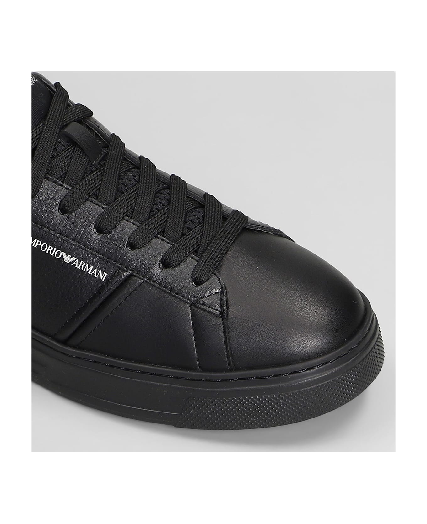 Emporio Armani Sneakers In Black Leather - black