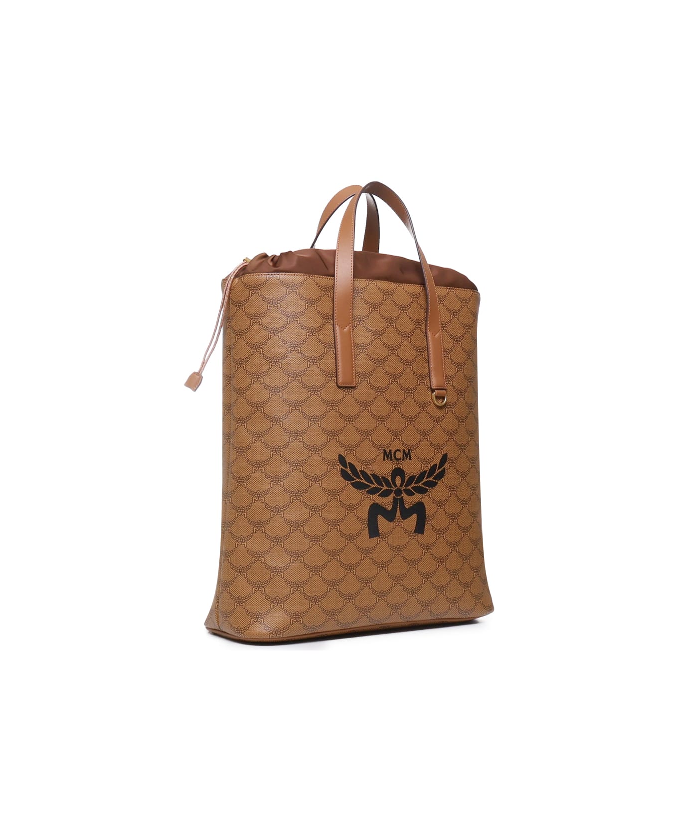 MCM Himmel Lauretos Backpack With Drawstring Closure And Natural Nappa Leather Finishes - Brown バックパック