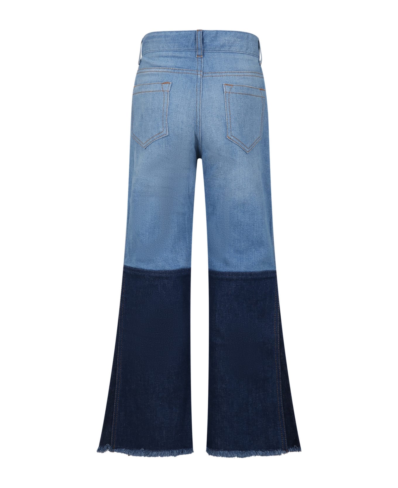 Chloé Light Blue Jeans For Girl With Logo - Denim ボトムス