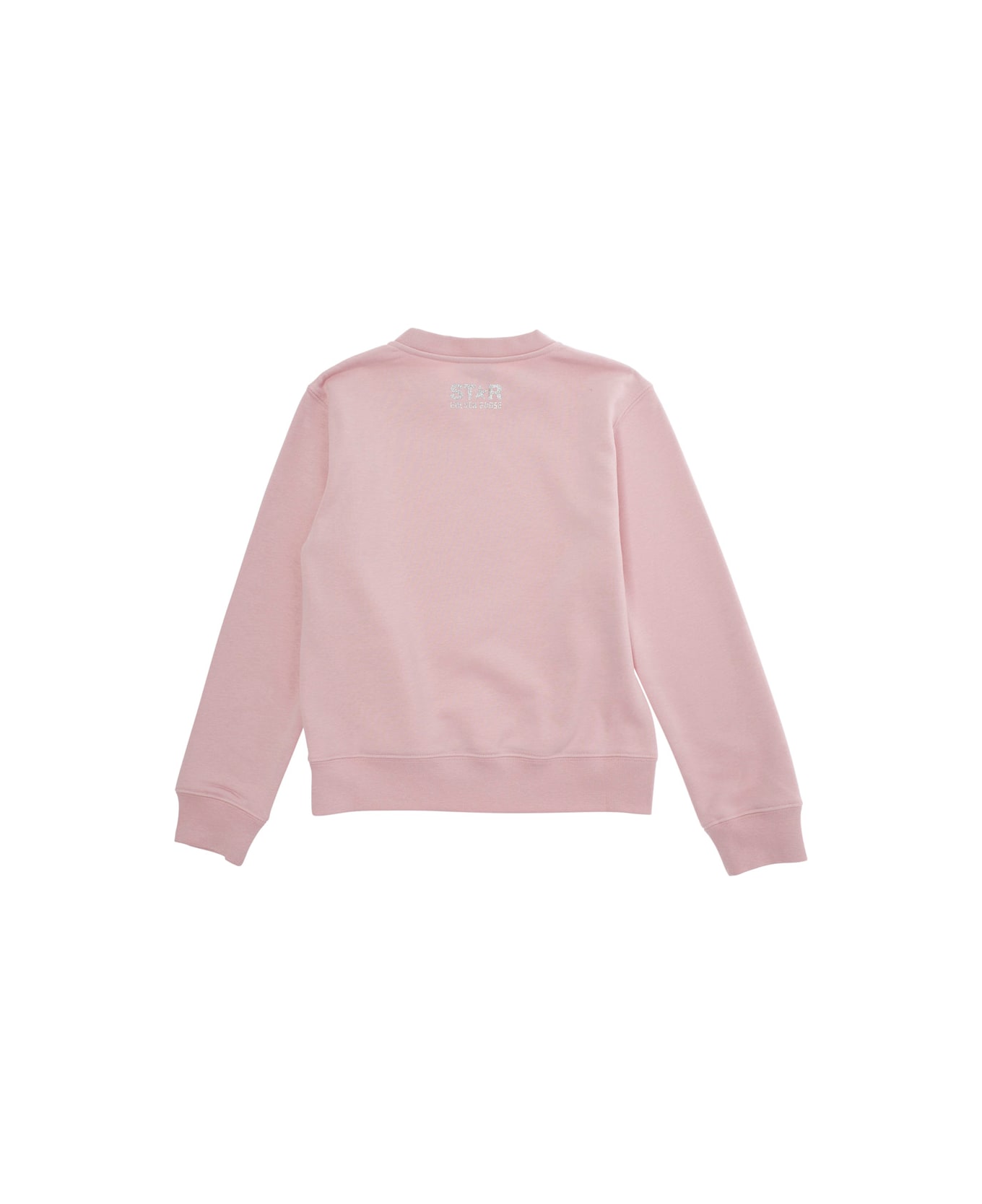 Golden Goose Pink Sweatshirt With Glittered Maxi Logo Print On The Front And Logo Lettering On The Rear In Cotton Blend Girl - Pink