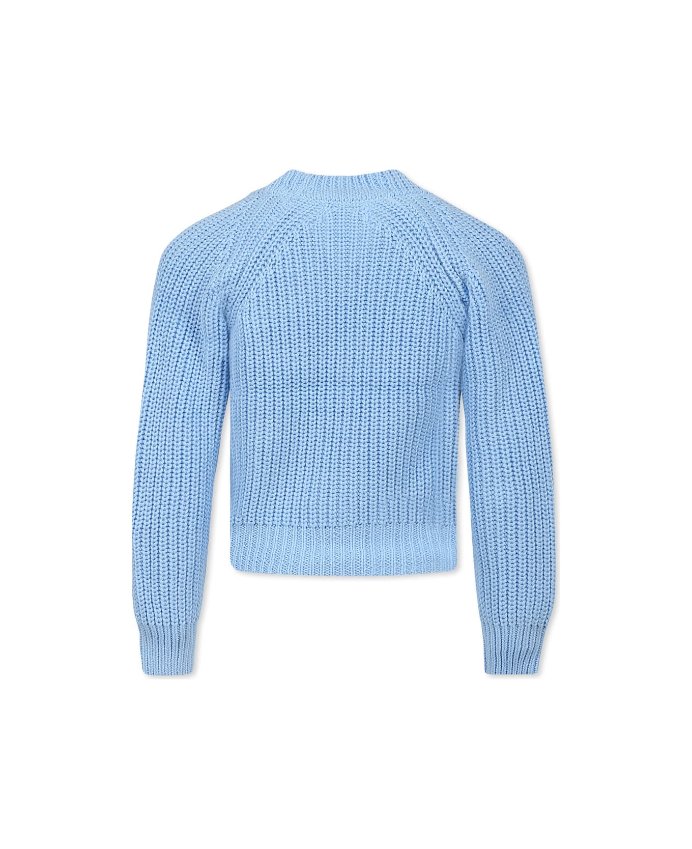 Molo Light Blue Cardigan For Girl With Logo - Light Blue