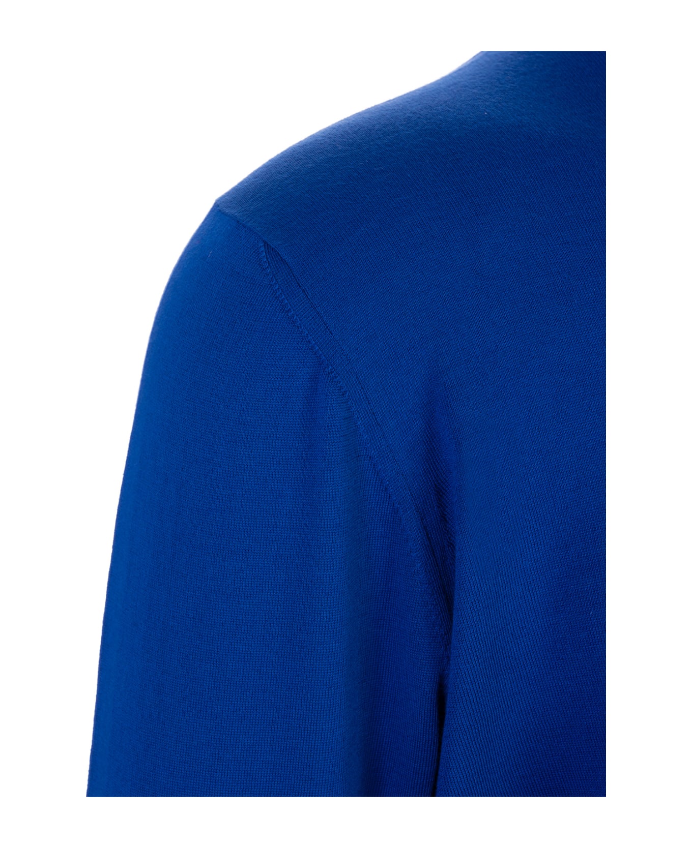 Kiton Royal Blue Wool Crew Neck Sweater - Blu