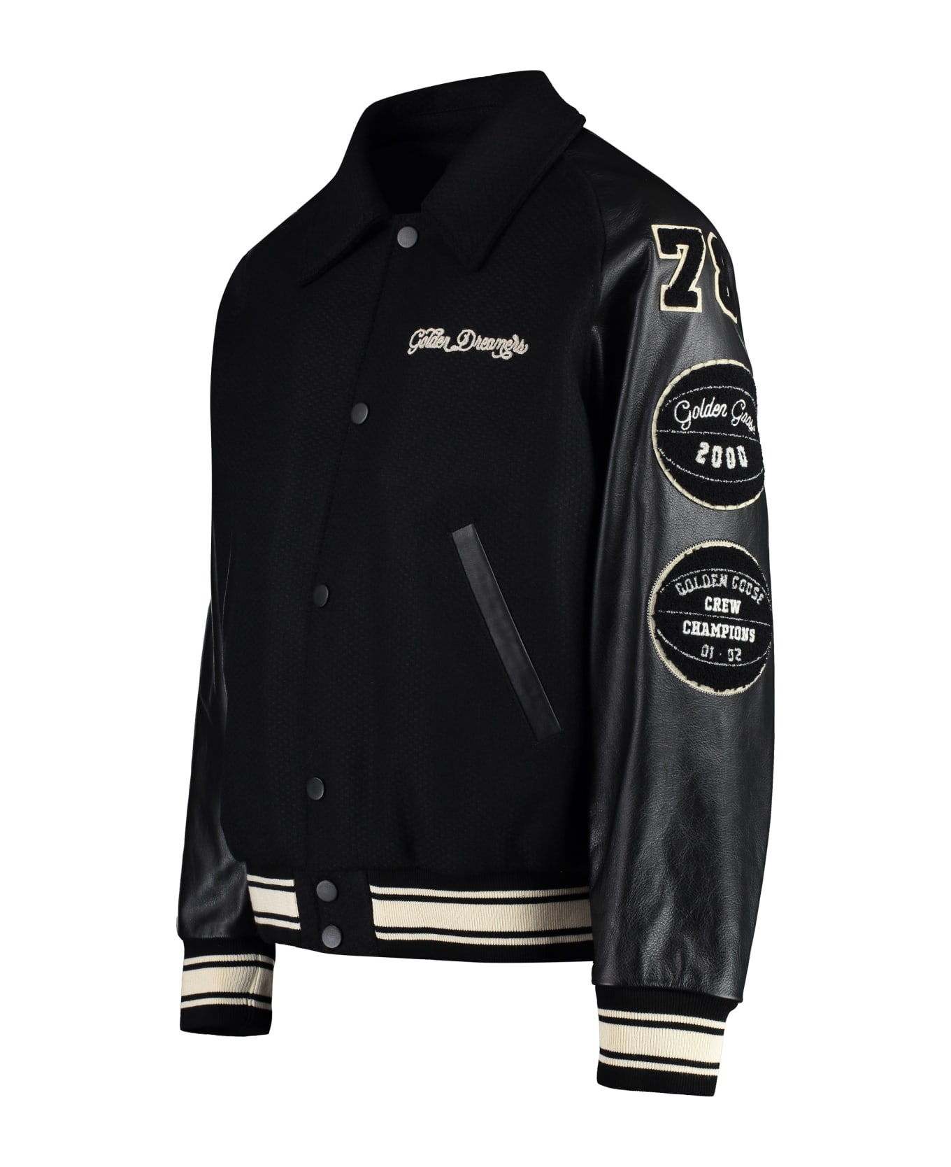 Golden Goose Embroidered Letterman Jacket - black