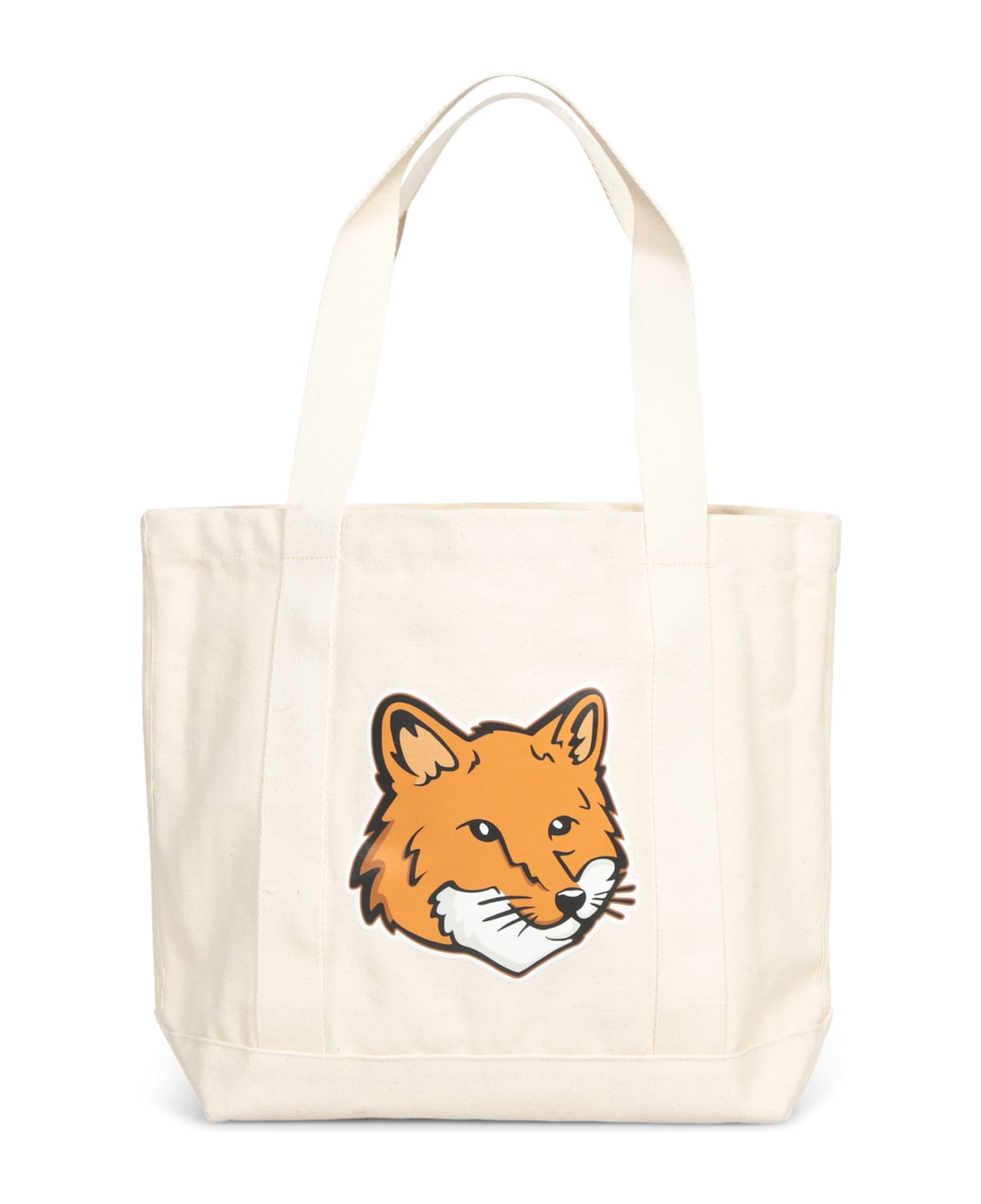 Maison Kitsuné Fox Head White Tote Bag - White