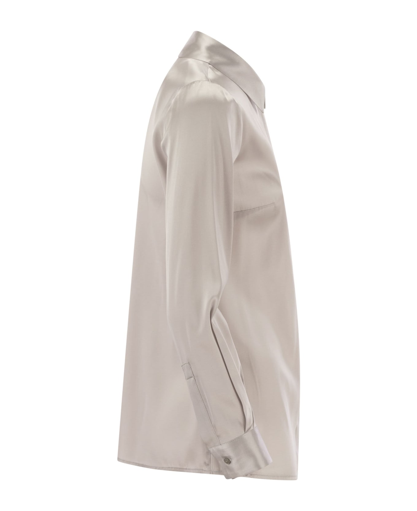 Elisabetta Franchi Straight Silk Satin Shirt - Pearl