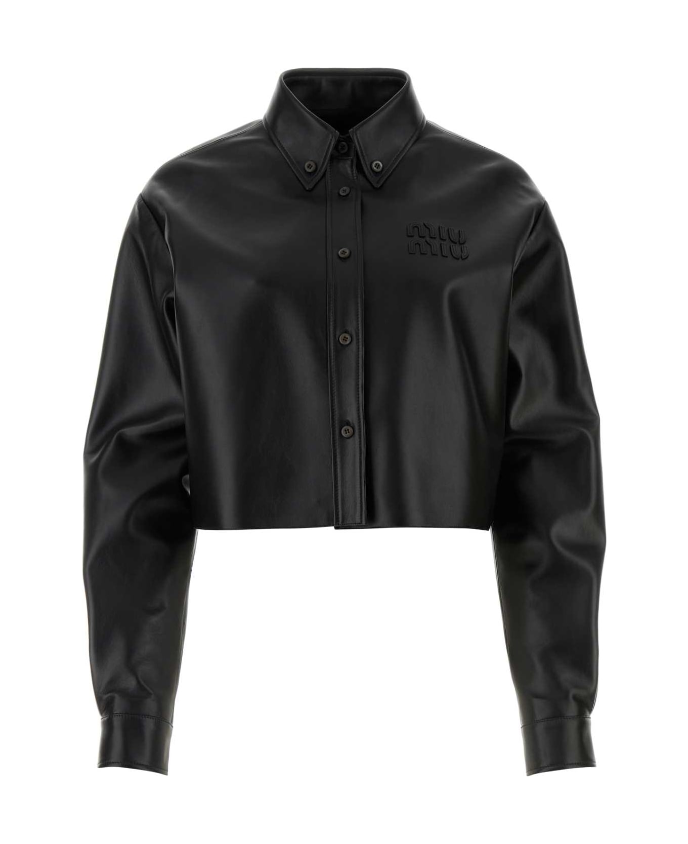 Miu Miu Black Nappa Leather Shirt - NERO