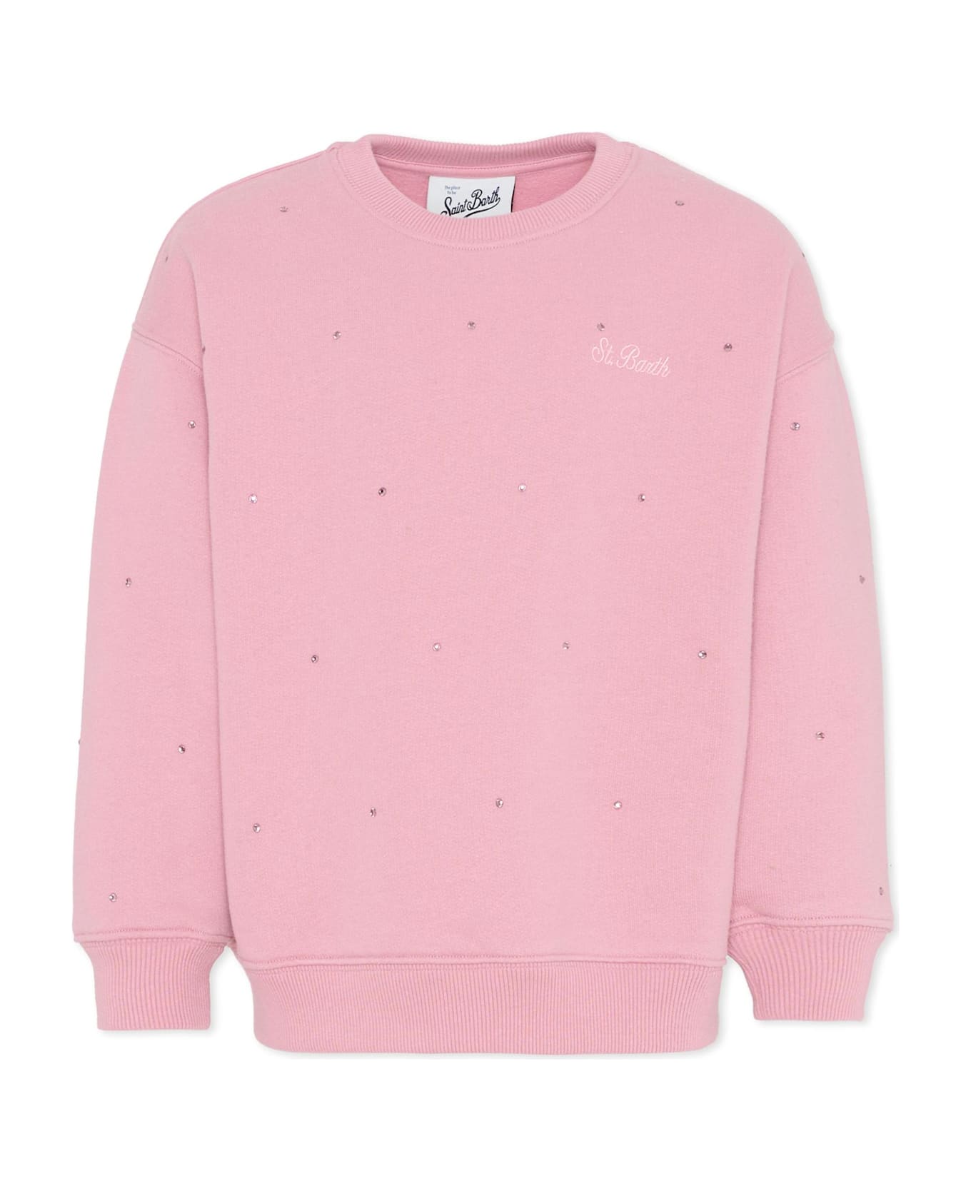 MC2 Saint Barth Pink Sweatshirt For Girl With Rhinestones - Pink
