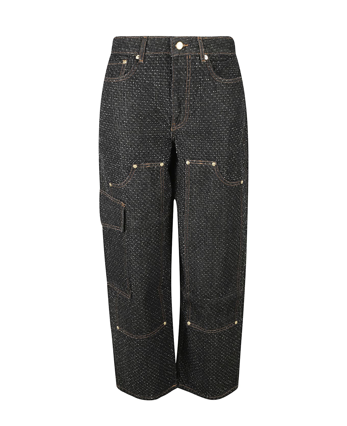 Ganni Fluffy Denim Carpenter Jeans - Black