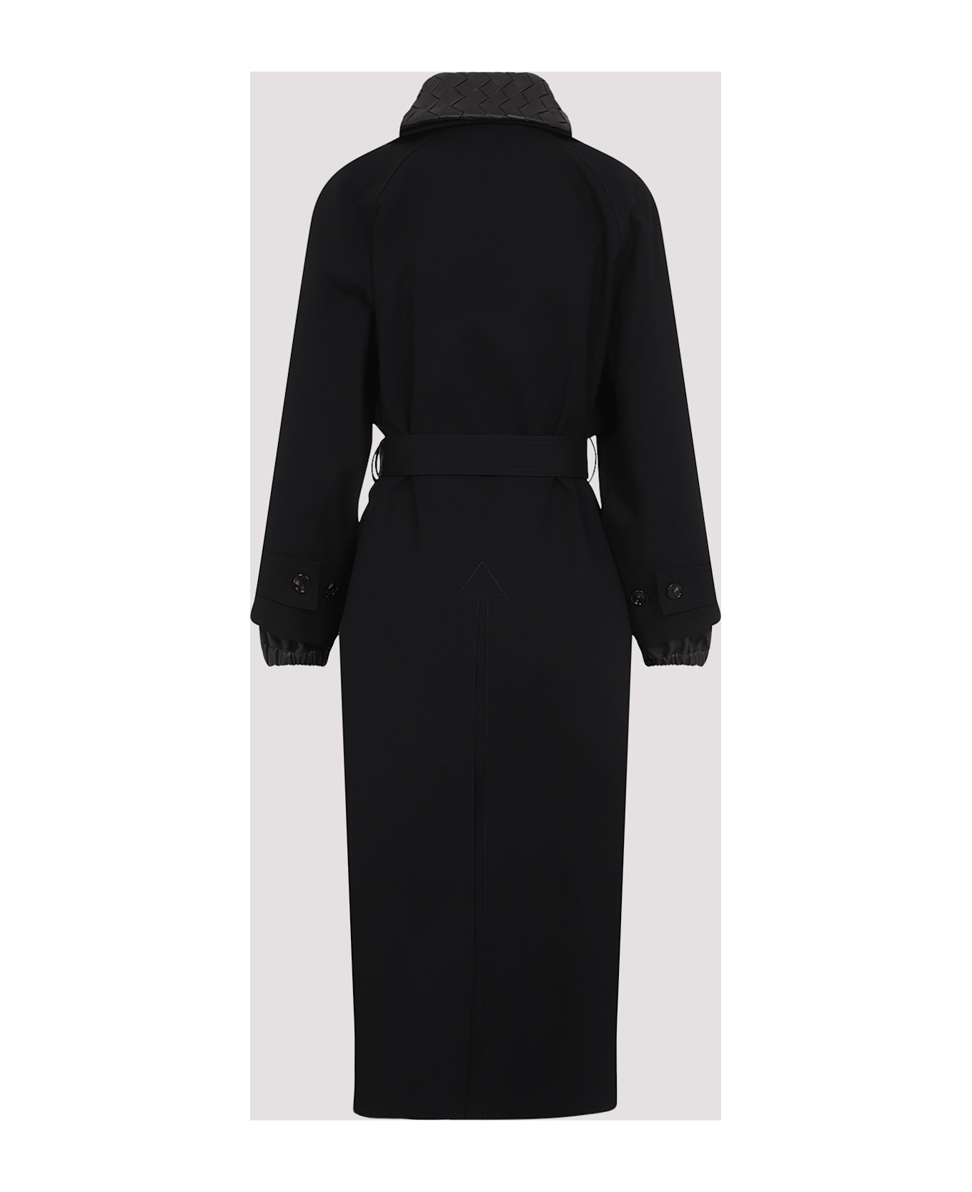 Bottega Veneta Cotton Collar Intrecciato Trench - Black