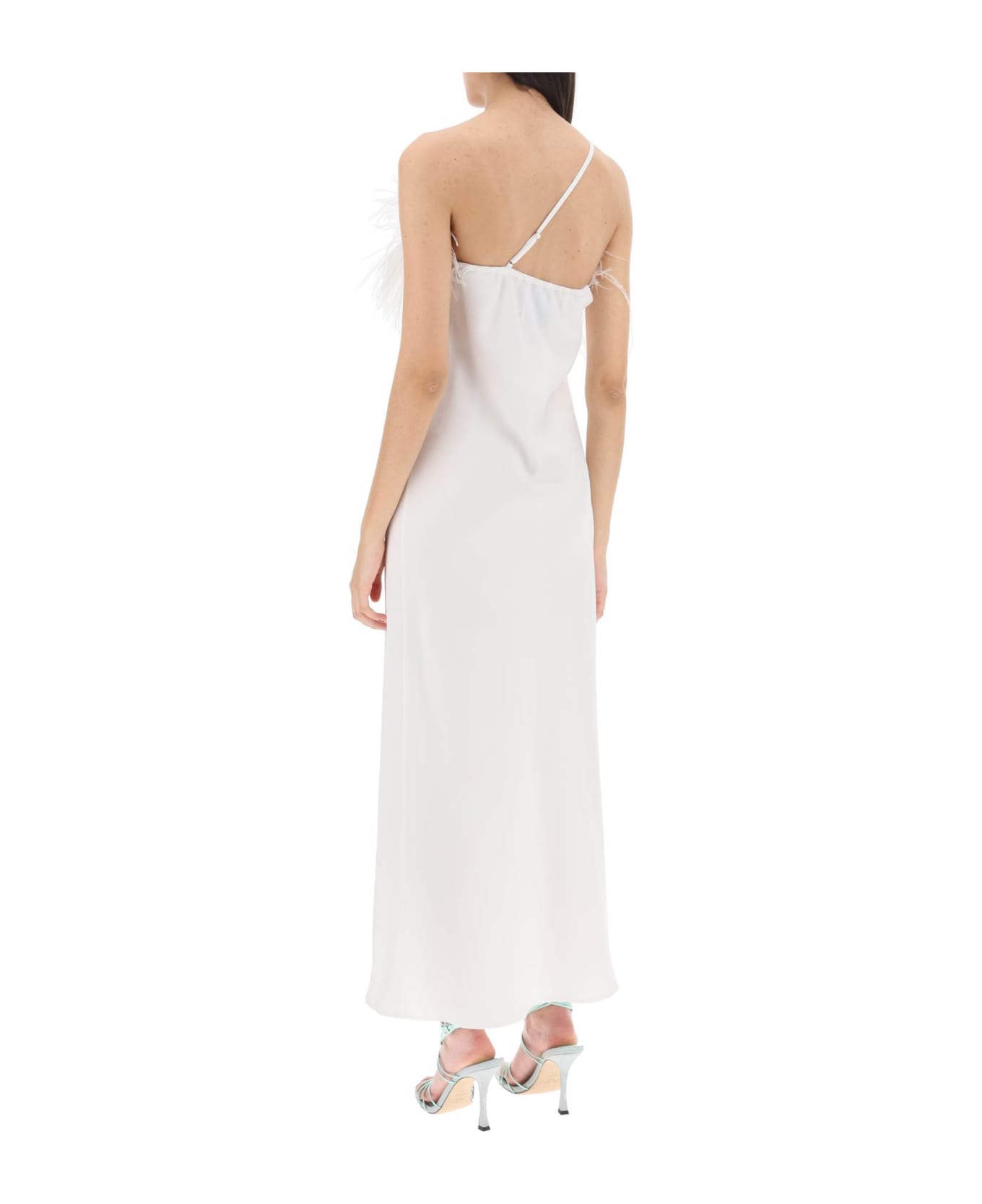 Art Dealer 'ember' Maxi Dress In Satin With Feathers - WHITE (White) ワンピース＆ドレス