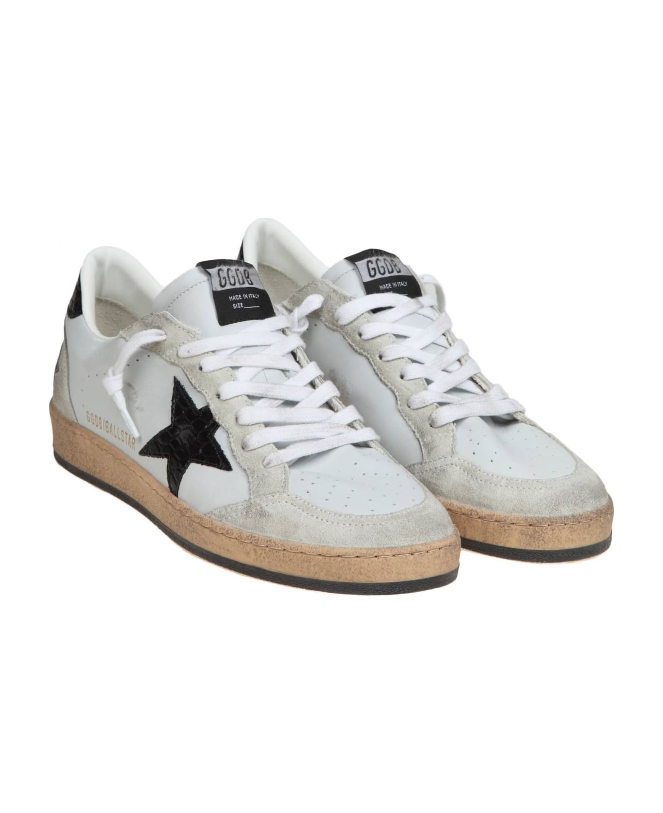 Golden Goose Ballstar In Ice Color Leather And Suede - GRAY/ICE/BLK スニーカー