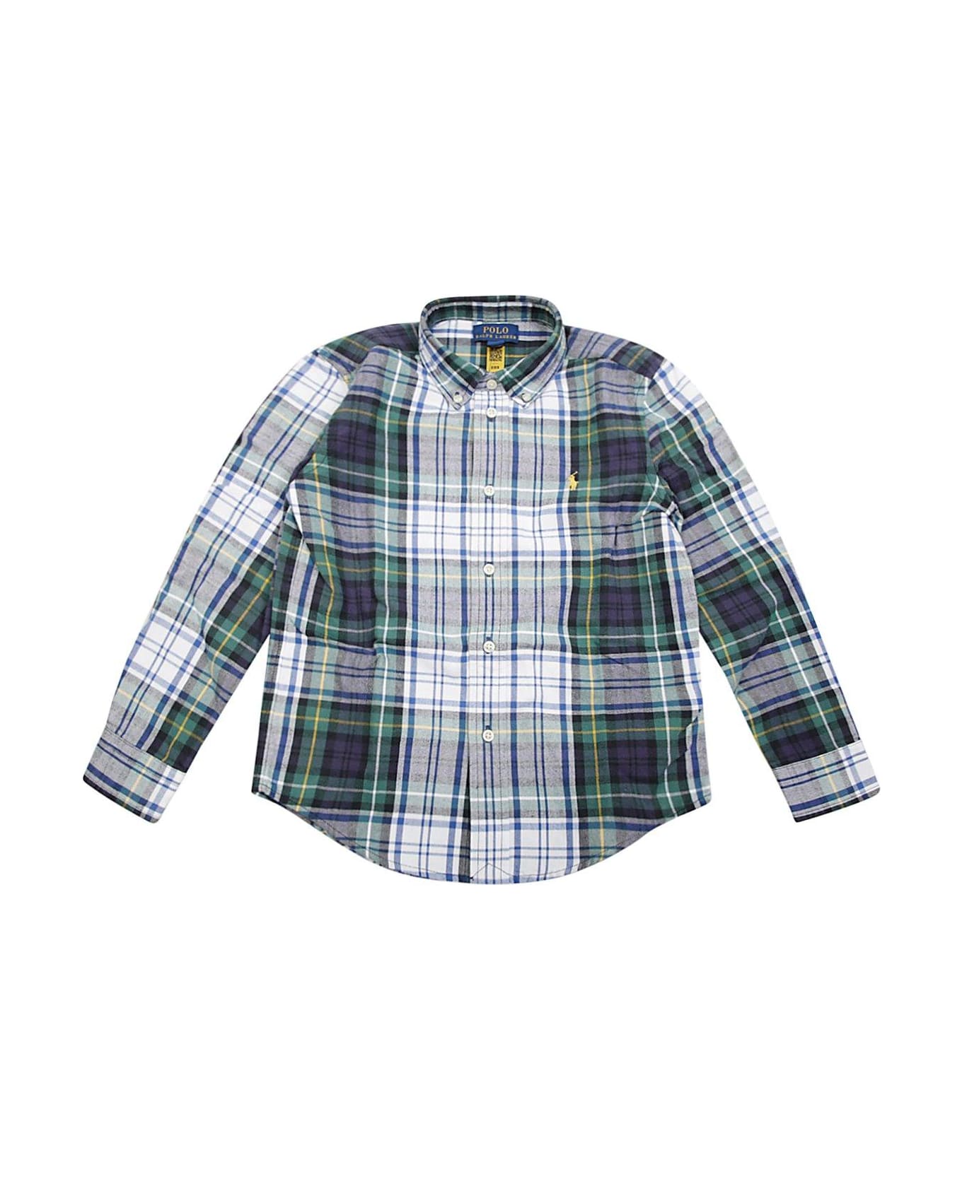 Polo Ralph Lauren Logo Embroidered Checked Shirt - White Green Multi