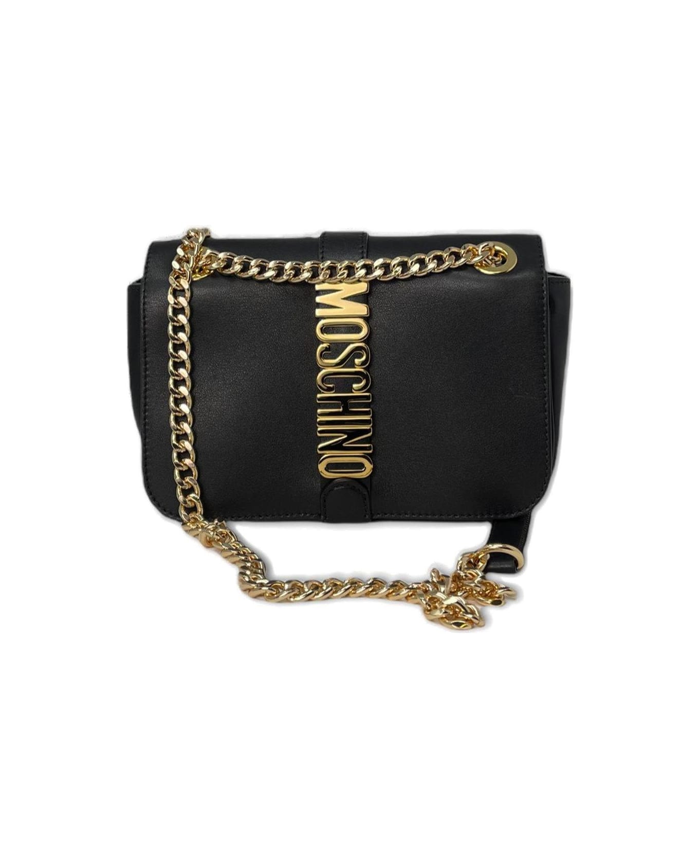 Moschino Lettering Logo Belt Shoulder Bag - Nero