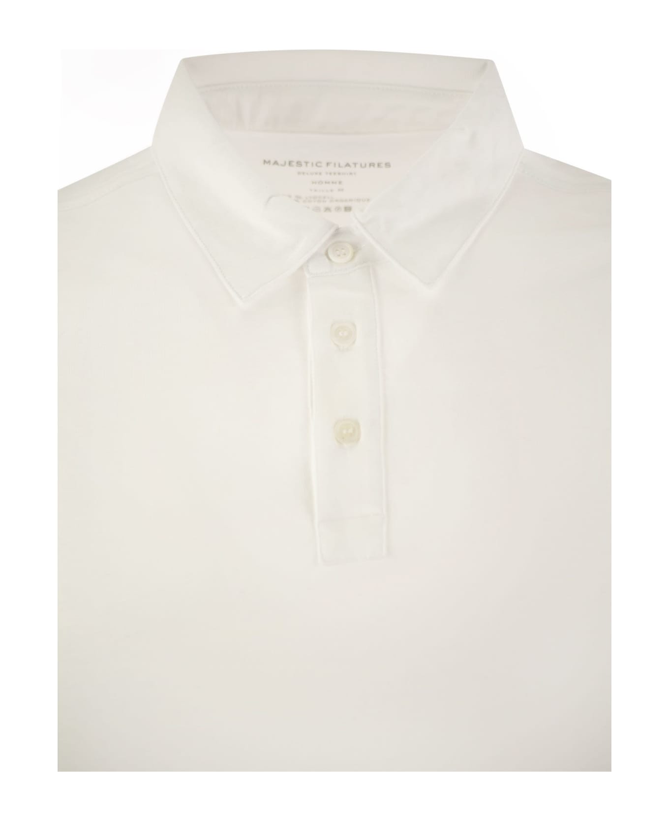 Majestic Filatures Short-sleeved Polo Shirt In Lyocell - White