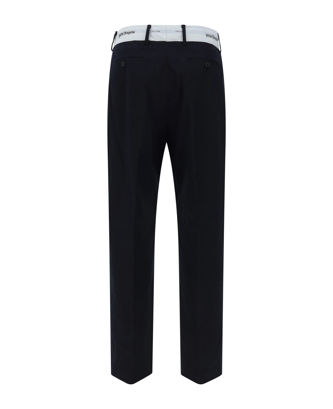 Palm Angels Tailored Trousers With Contrast Waist - Black Off White ボトムス
