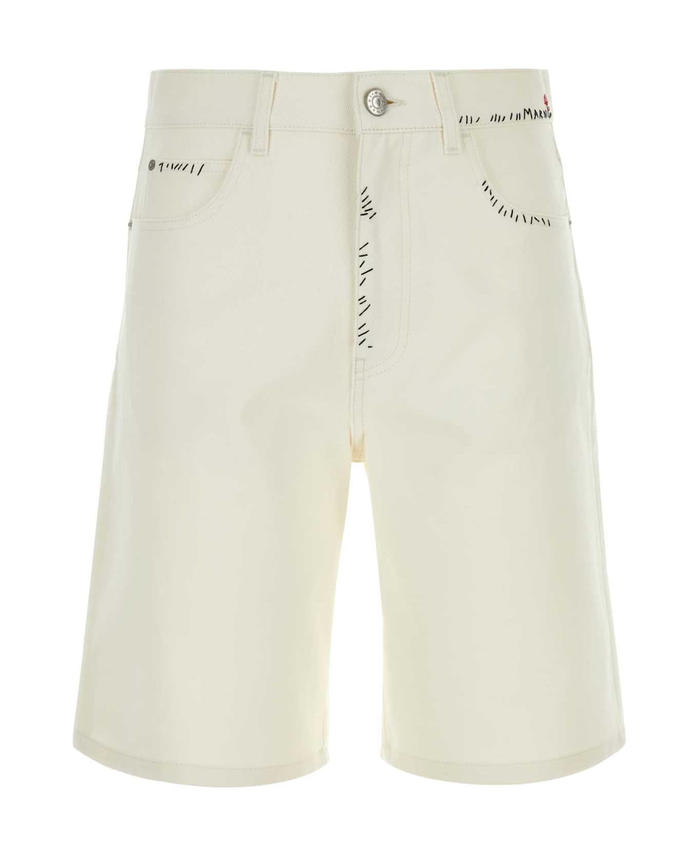 Marni White Denim Bermuda Shorts - LILYWHITE
