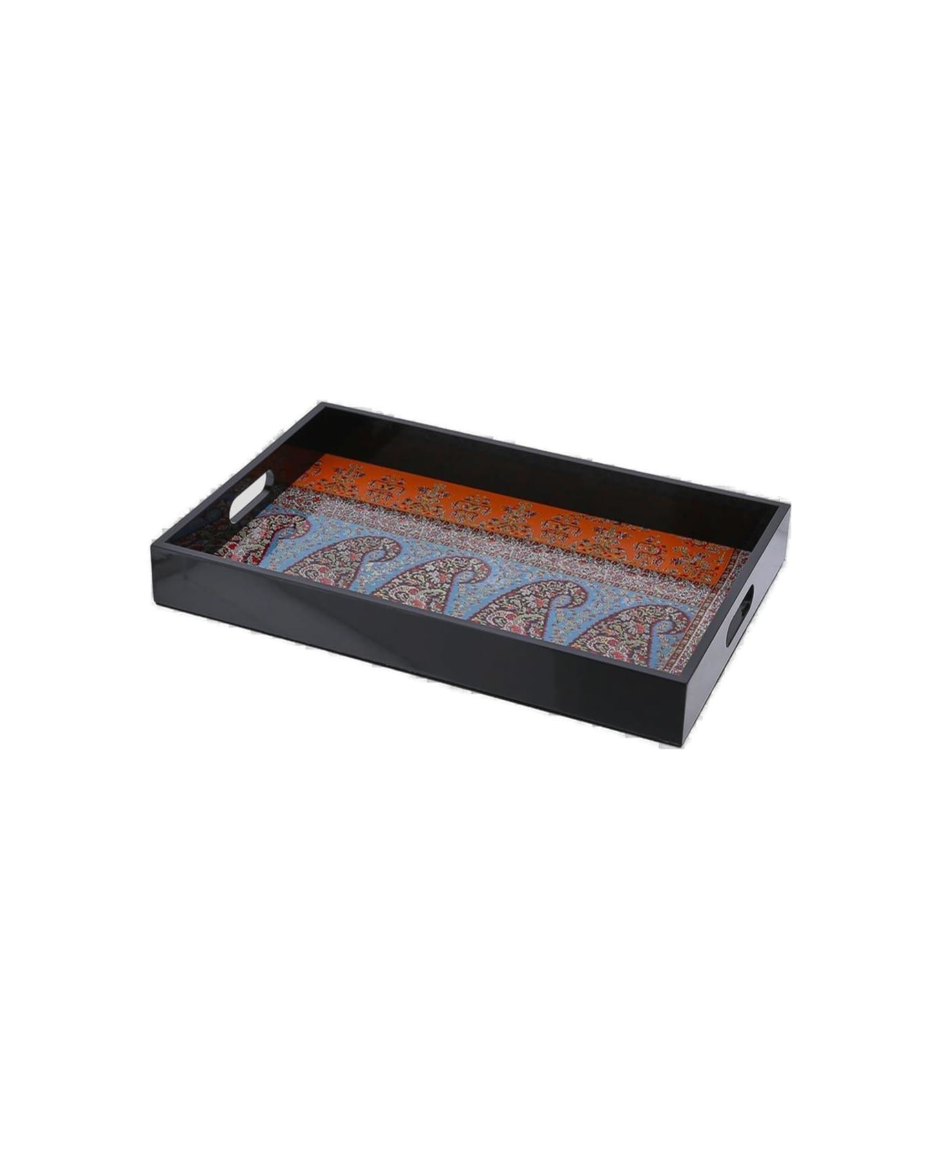 Etro Paisley Printed Rectangle Tray - BROWN/RED