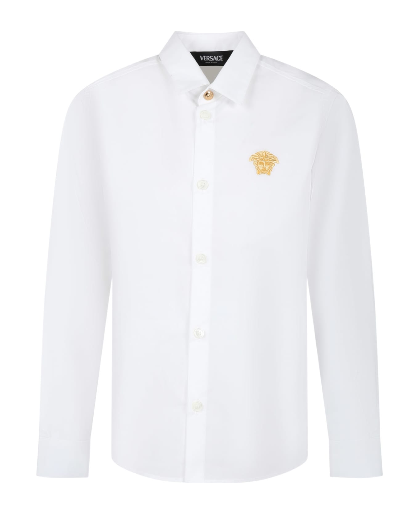 Versace White Shirt For Boy With Medusa - White