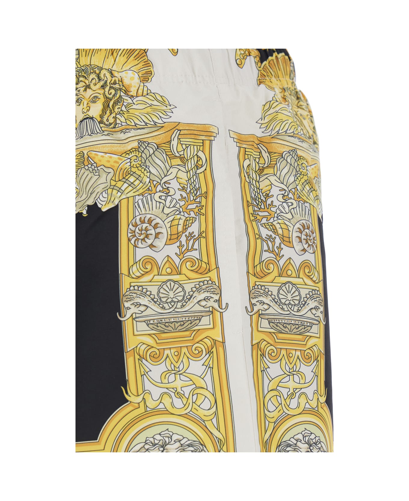 Versace White Swim Shorts With Elastic Drawstring Waist And Coral Theatre Print In Tech Fabric Man - White