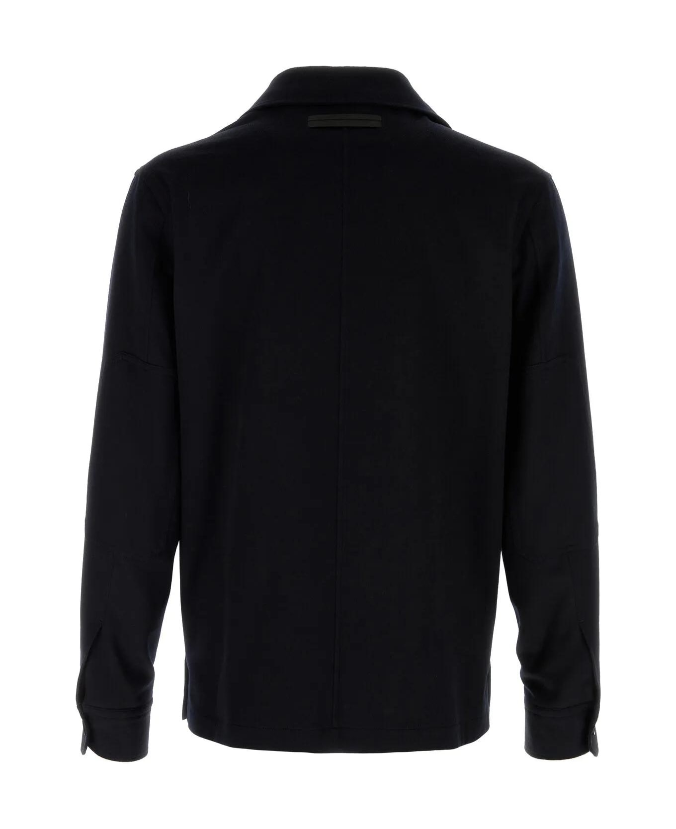 Zegna Midnight Blue Cashmere Shirt - BLUE