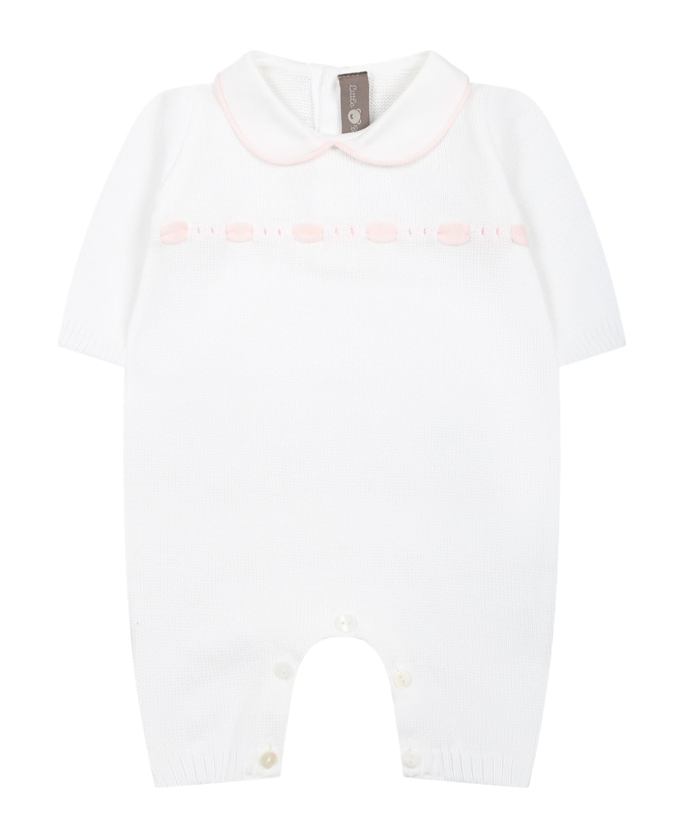 Little Bear White Babygrown For Baby Girl - White ボディスーツ＆セットアップ