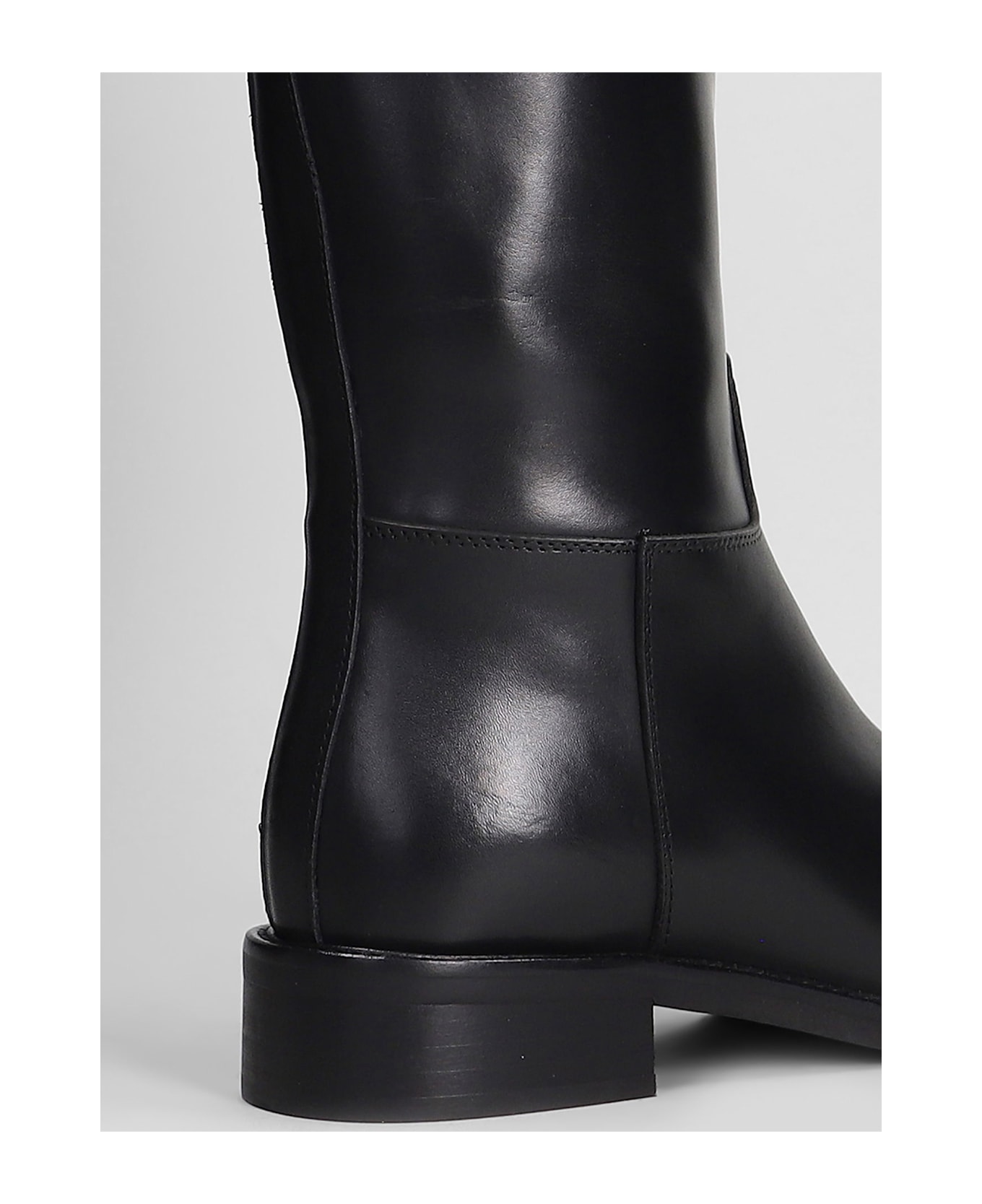 Julie Dee Low Heels Boots In Black Leather - black