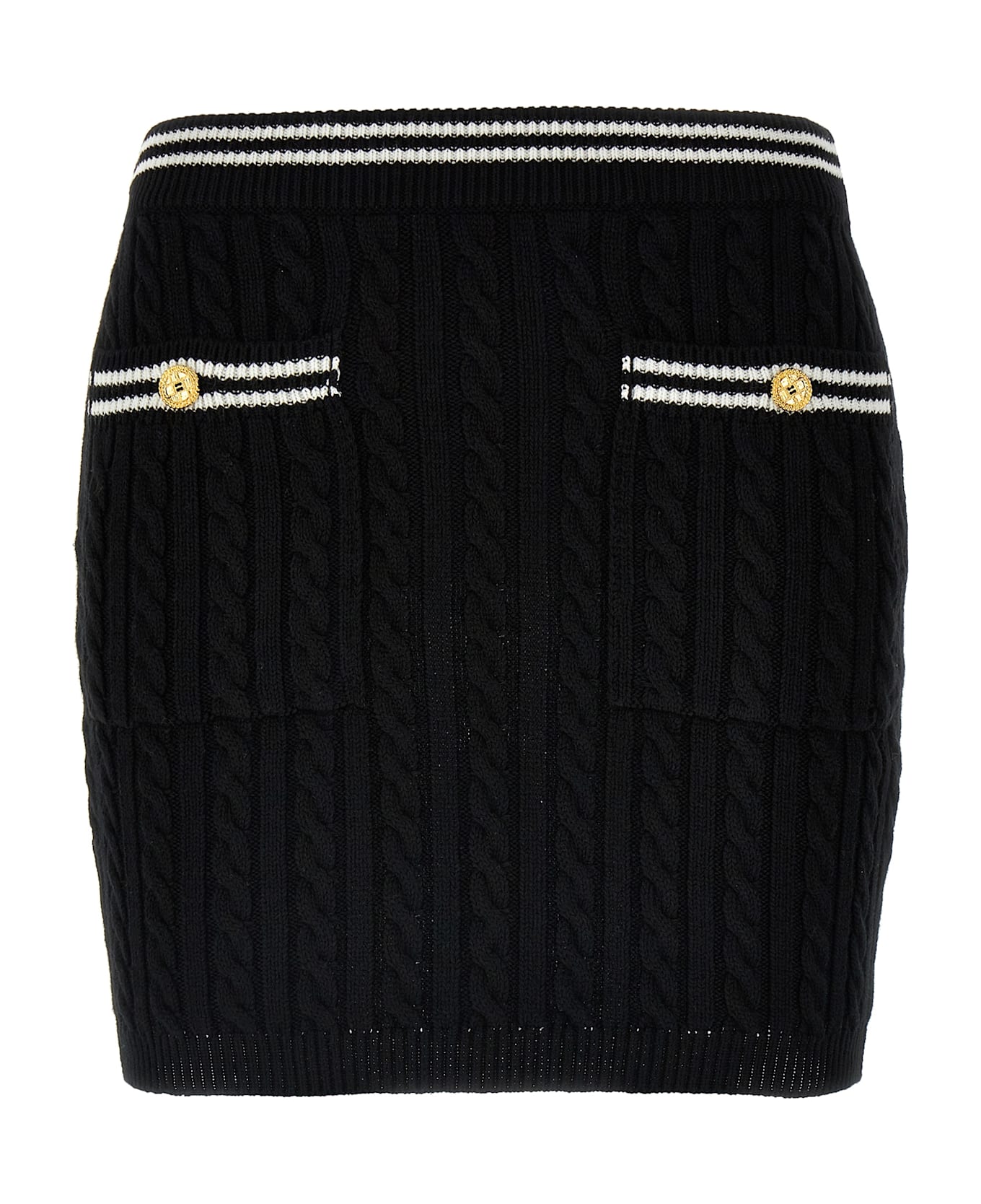 Alessandra Rich Black Cotton Mini Skirt - BLACK