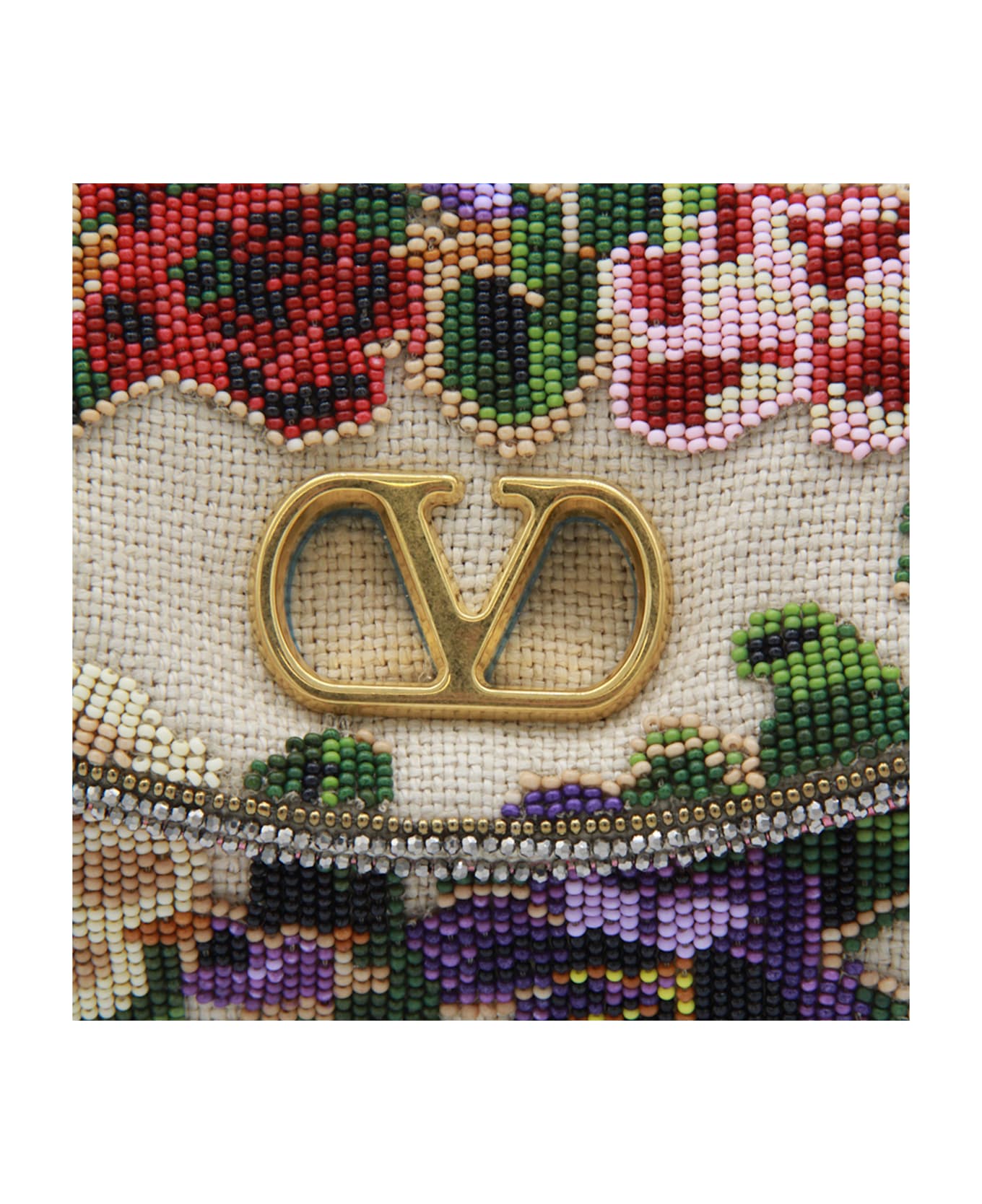 Valentino Garavani White Small Vain Soft Shoulder Bag - Multicolor-naturale/rouge